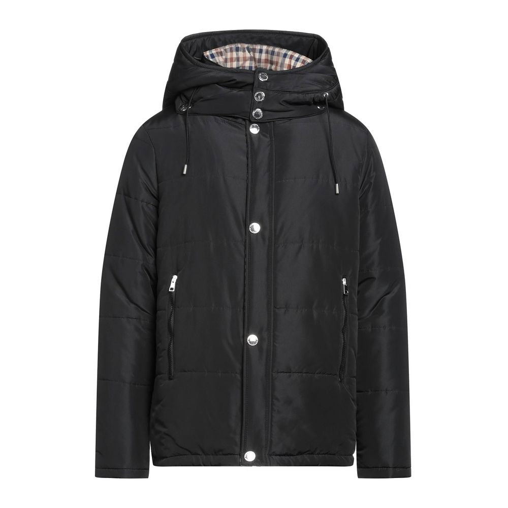 Aquascutum Elegant Black Jacket with Removable Hood LUNESCAPE