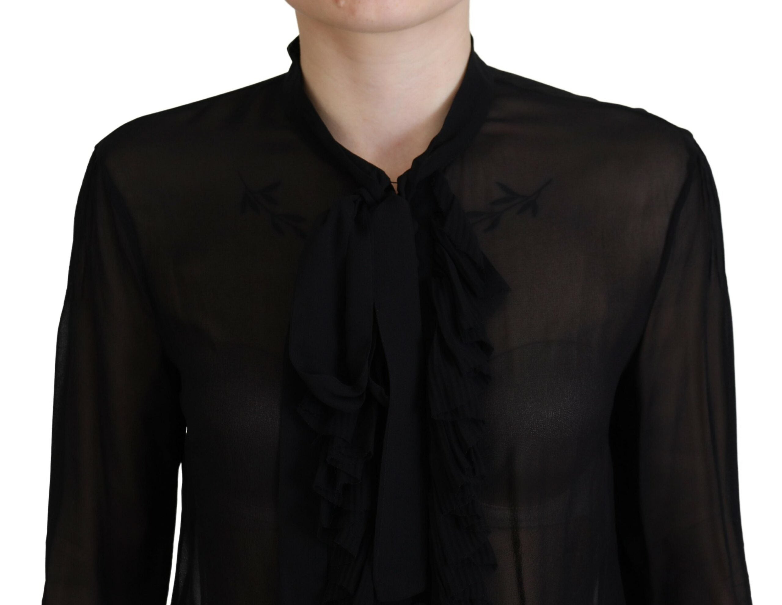 Dsquared² Black Viscose Long Sleeves See Through Blouse Top LUNESCAPE