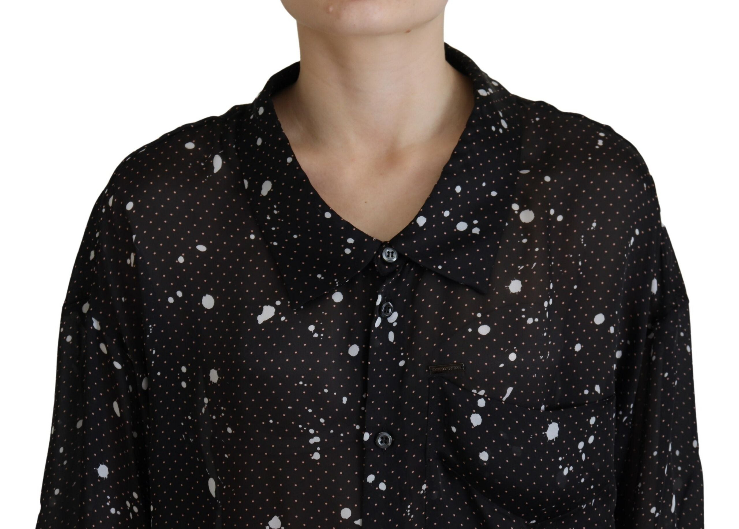 Dsquared² Black Polka Dots Collared Button Down Blouse Top LUNESCAPE