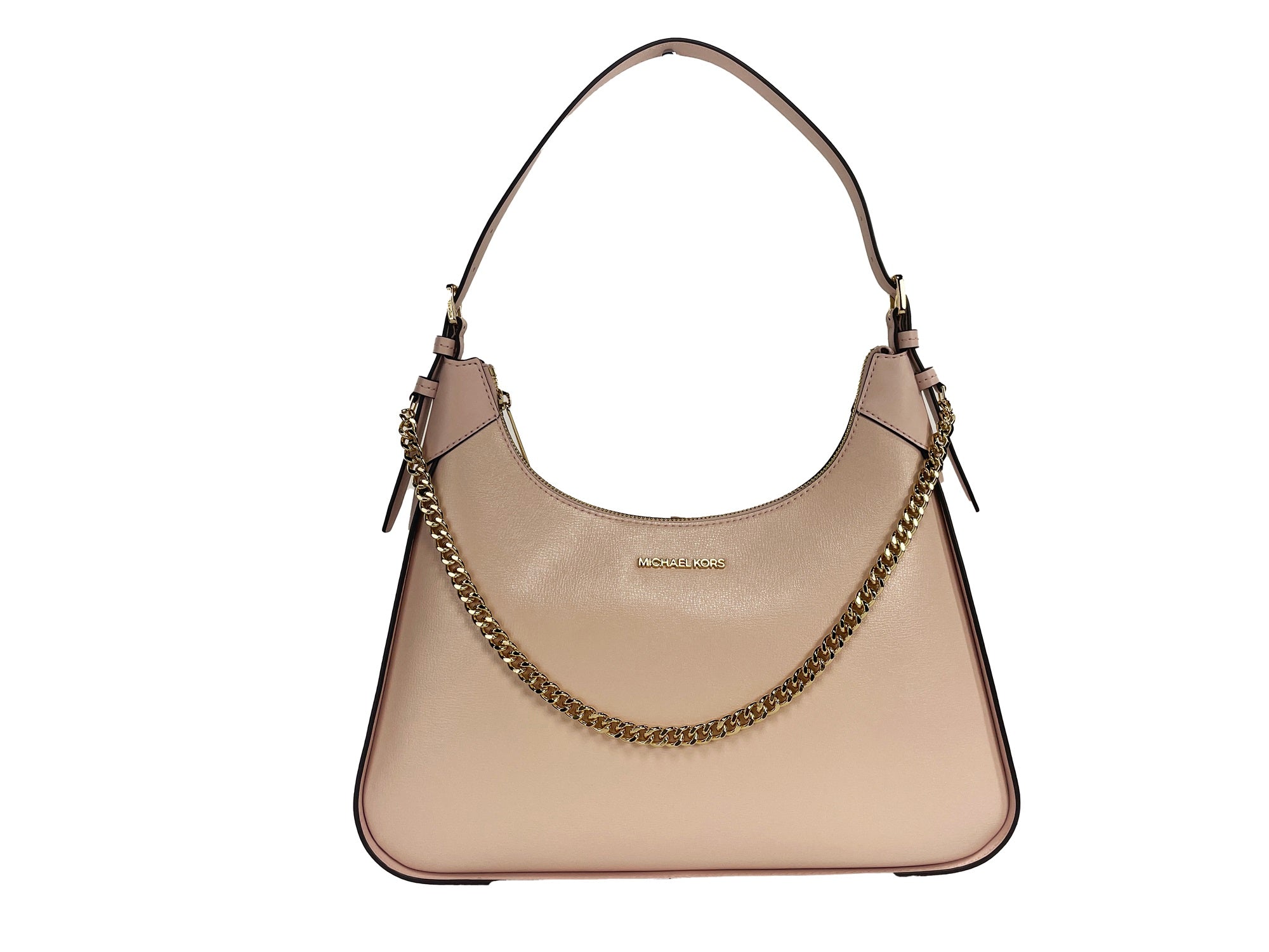 Michael Kors Wilma Large Smooth Leather Chain Shoulder Bag Purse Powder Blush LUNESCAPE