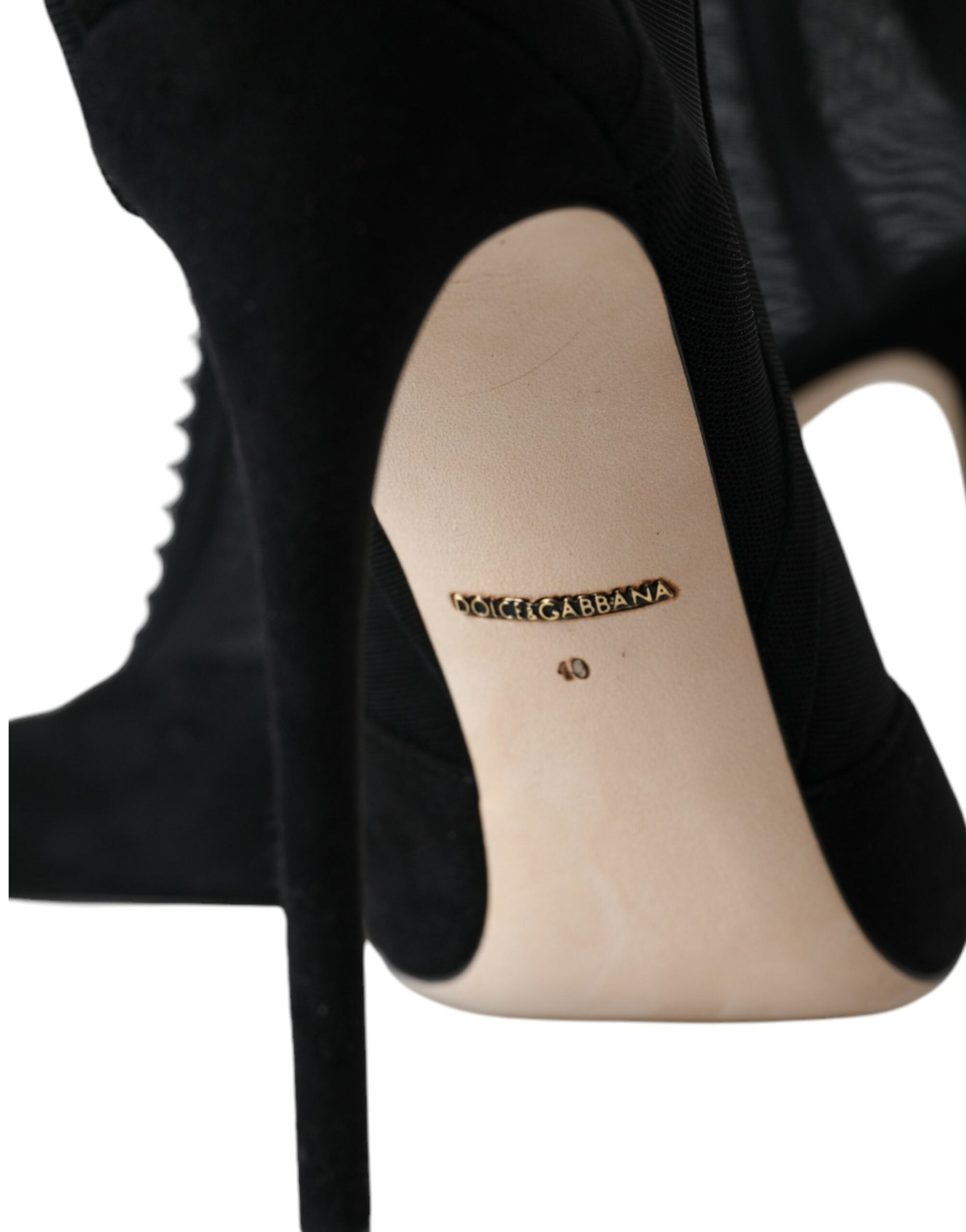 Dolce & Gabbana Black Mesh Stiletto Heels Ankle Boots Shoes LUNESCAPE