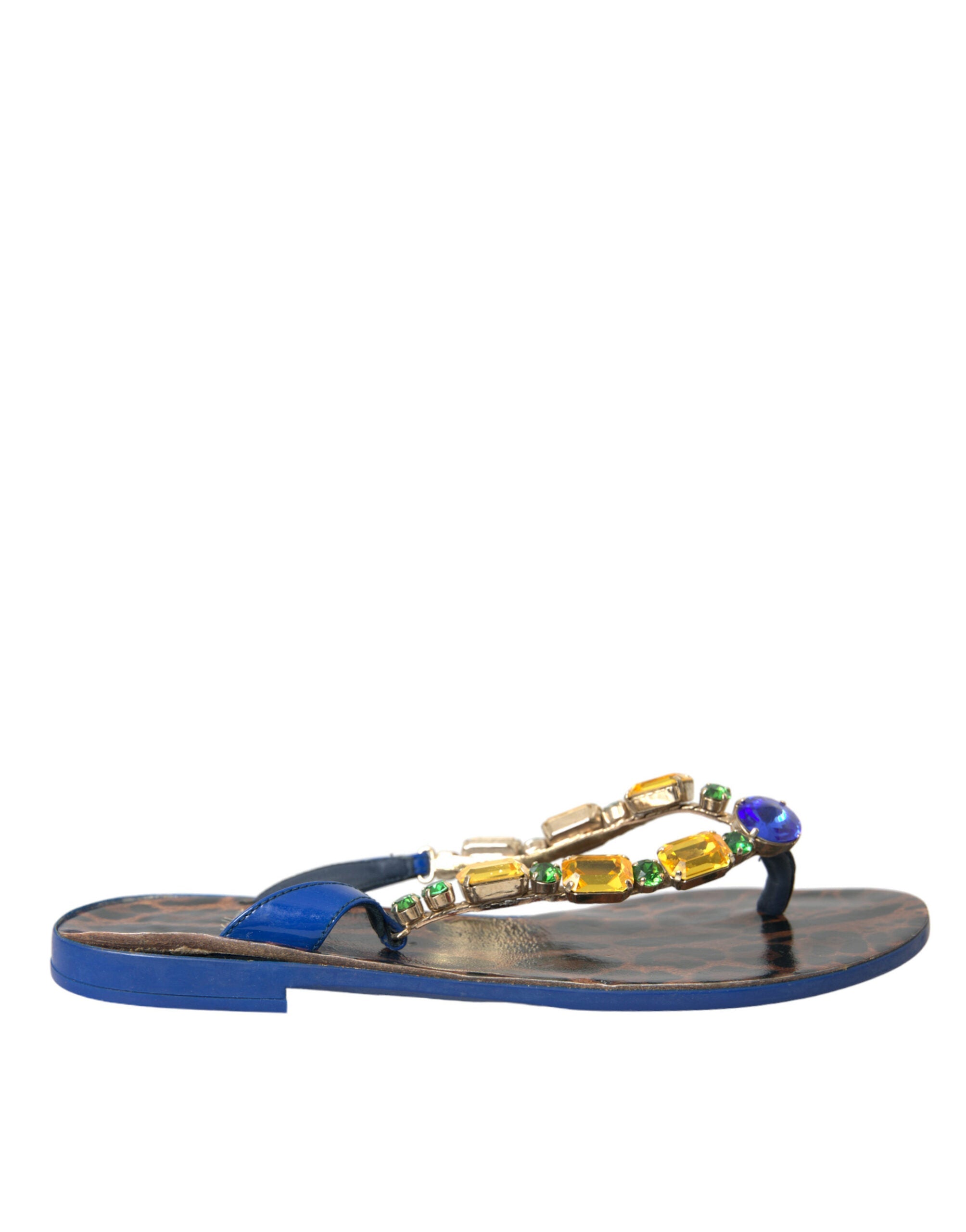 Dolce & Gabbana Blue Crystal Calf Leather Beachwear Shoes LUNESCAPE