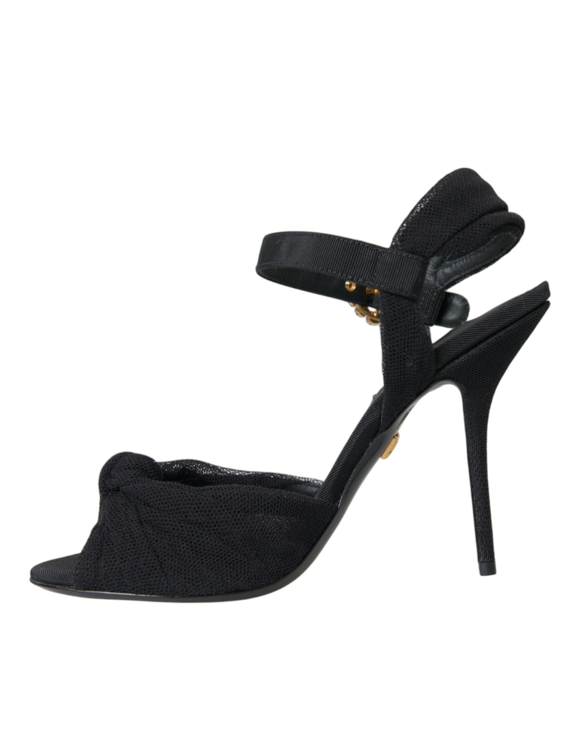 Dolce & Gabbana Black Suede Embellished Heels Sandals Shoes LUNESCAPE