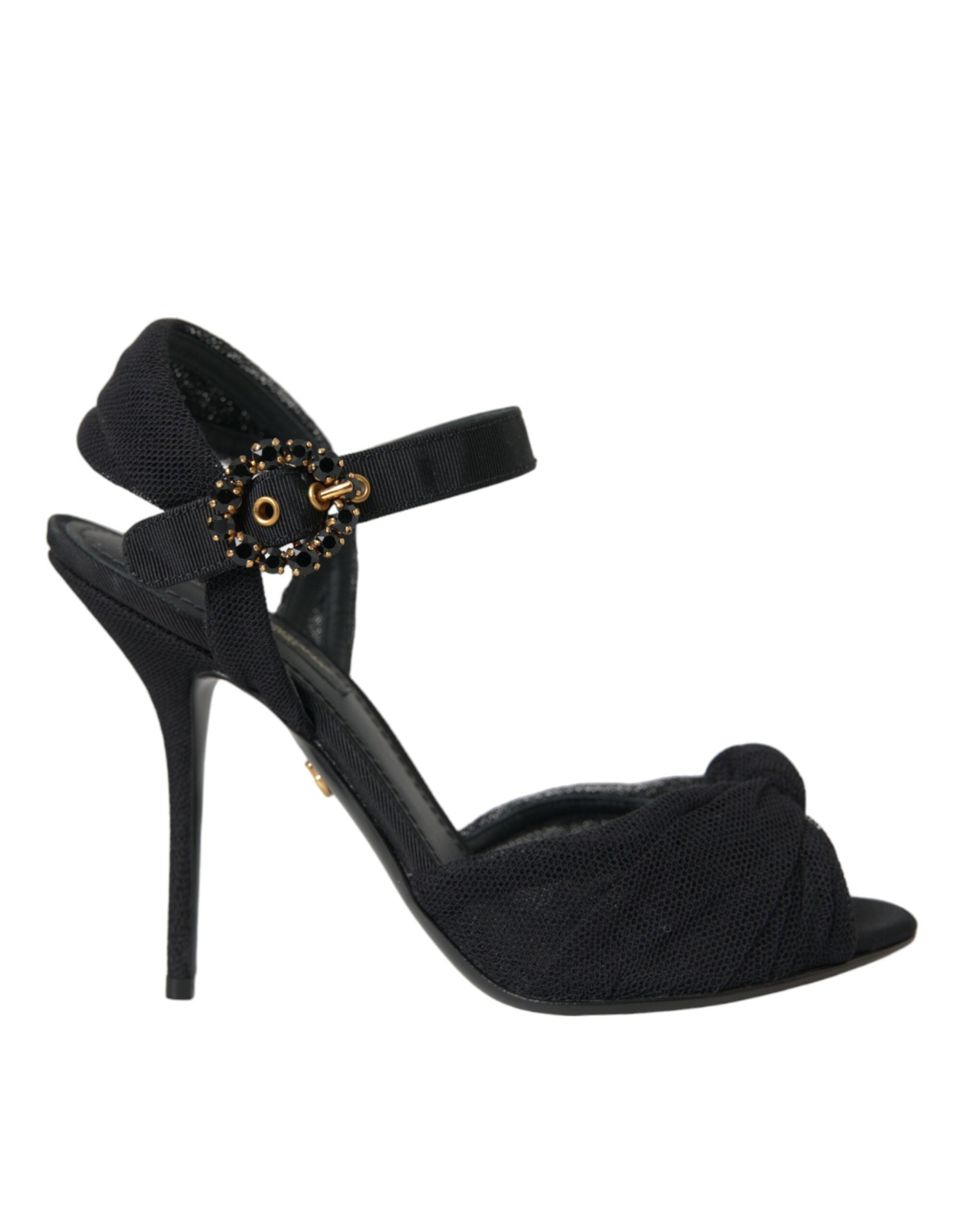 Dolce & Gabbana Black Suede Embellished Heels Sandals Shoes LUNESCAPE