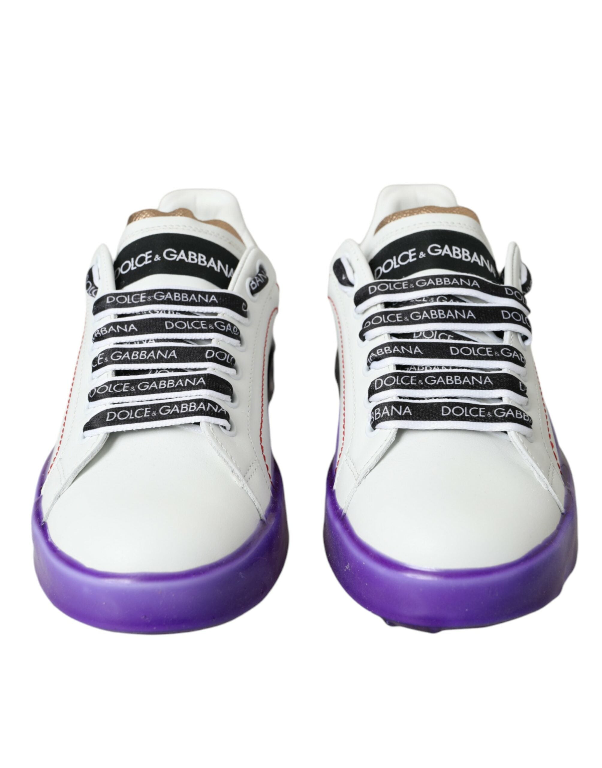Dolce & Gabbana White Leather Portofino Low Top Sneakers Shoes LUNESCAPE