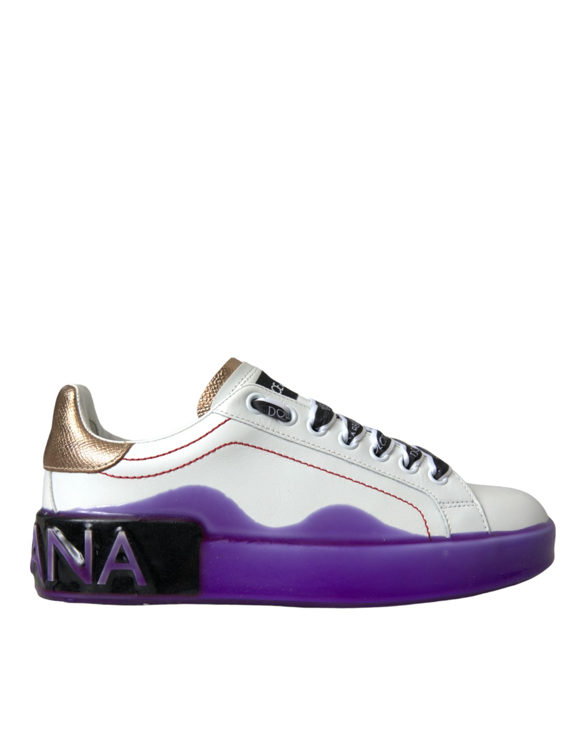 Dolce & Gabbana White Leather Portofino Low Top Sneakers Shoes LUNESCAPE