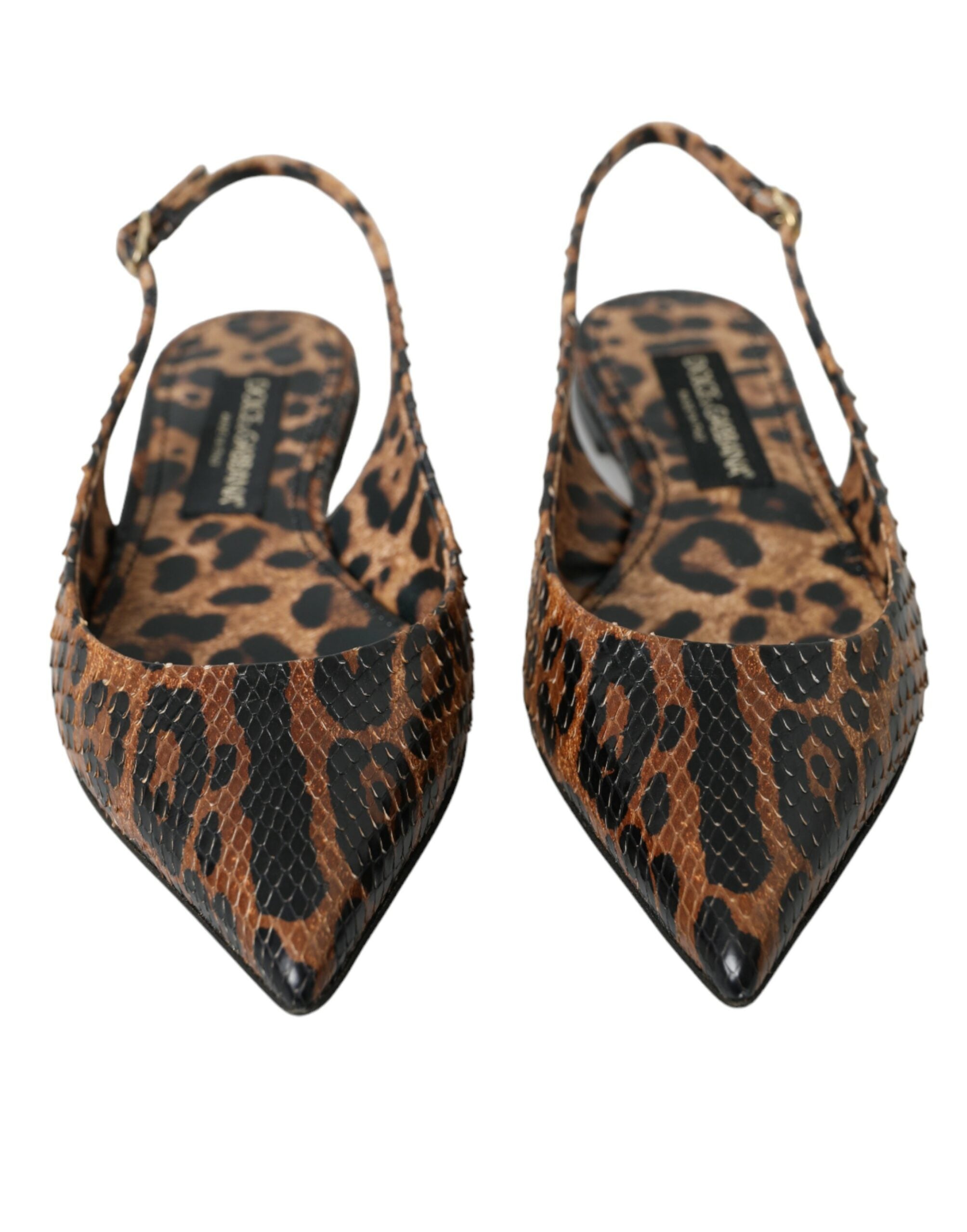 Dolce & Gabbana Brown Leopard Exotic Skin Slingback Shoes LUNESCAPE