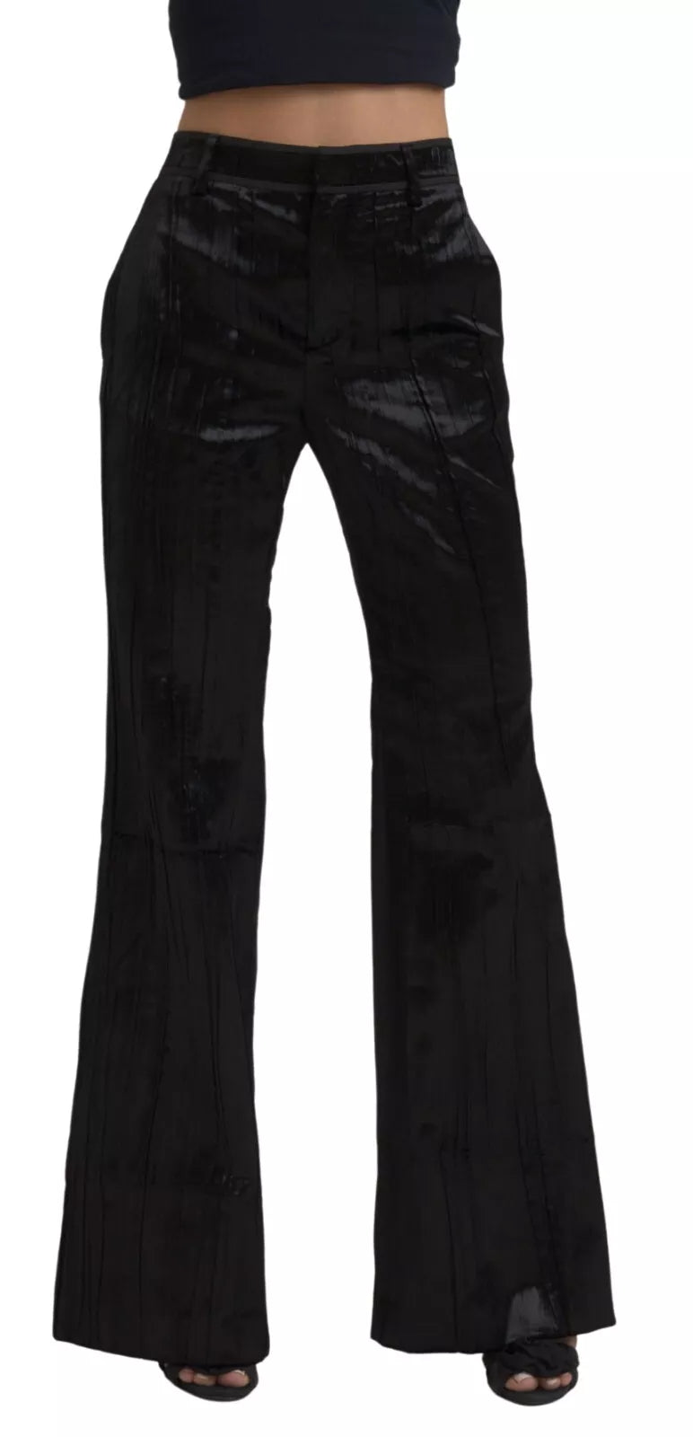 Dsquared² Black Super Flare High Waist Pants LUNESCAPE