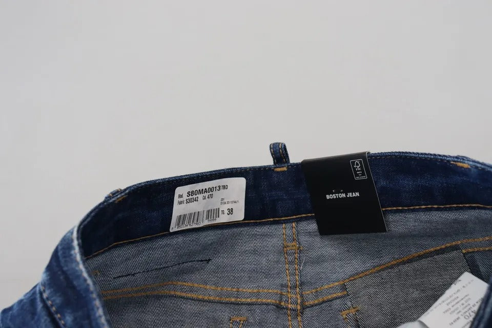 Dsquared² Blue Icon High Waist Denim Mini Boston Jean Skirt LUNESCAPE