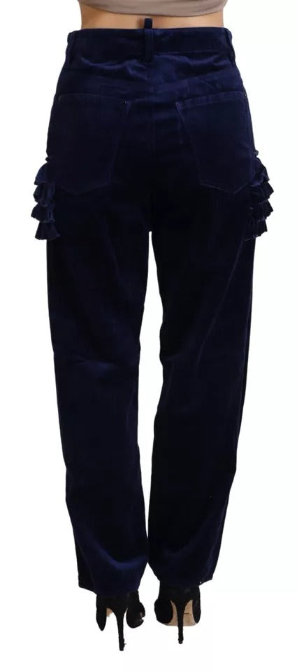 Dsquared² Blue Ruffles HighWaist Cotton Denim Boston Fit Pants LUNESCAPE