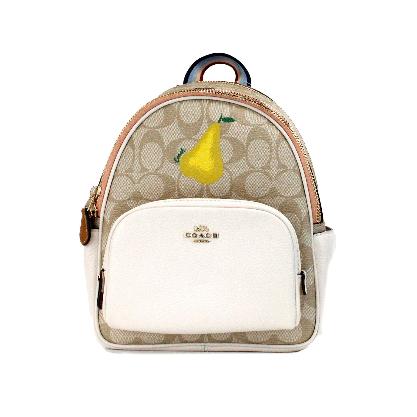 COACH Mini Court Signature Pear Motif Shoulder Backpack Bookbag Bag Chalk Taffy LUNESCAPE