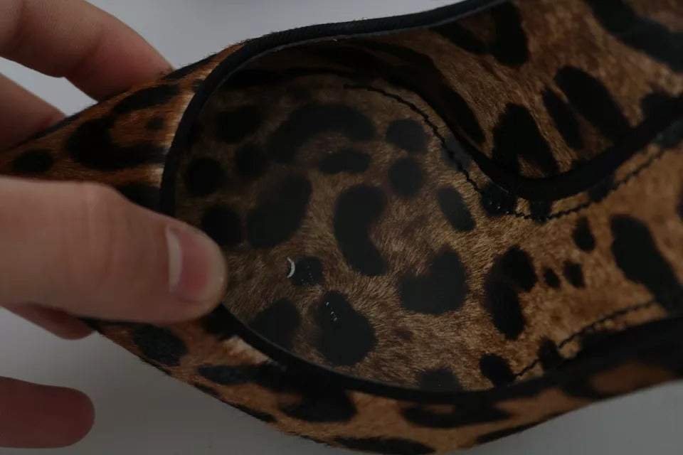 Dolce & Gabbana Brown Leopard Pony Hair Heels Pumps Shoes