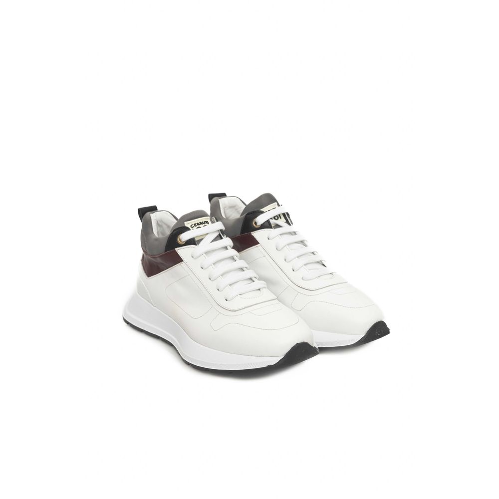 Cerruti 1881 White Leather Women Platform Sneaker LUNESCAPE