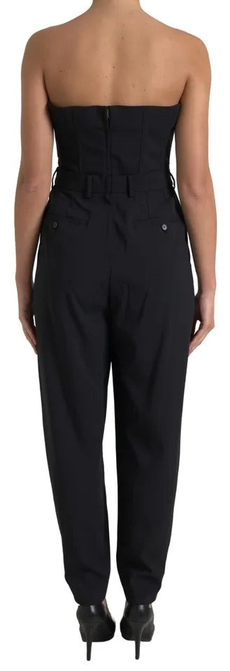 Dolce & Gabbana Black Wool Stretch Strapless Jumpsuit