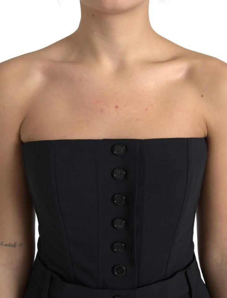 Dolce & Gabbana Black Wool Stretch Strapless Jumpsuit