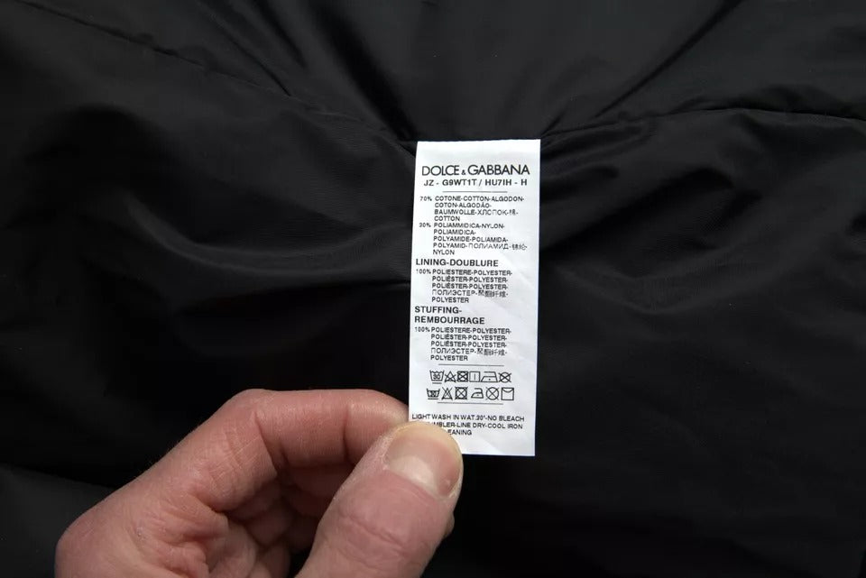 Dolce & Gabbana Black Cotton Hooded Logo Bomber Jacket