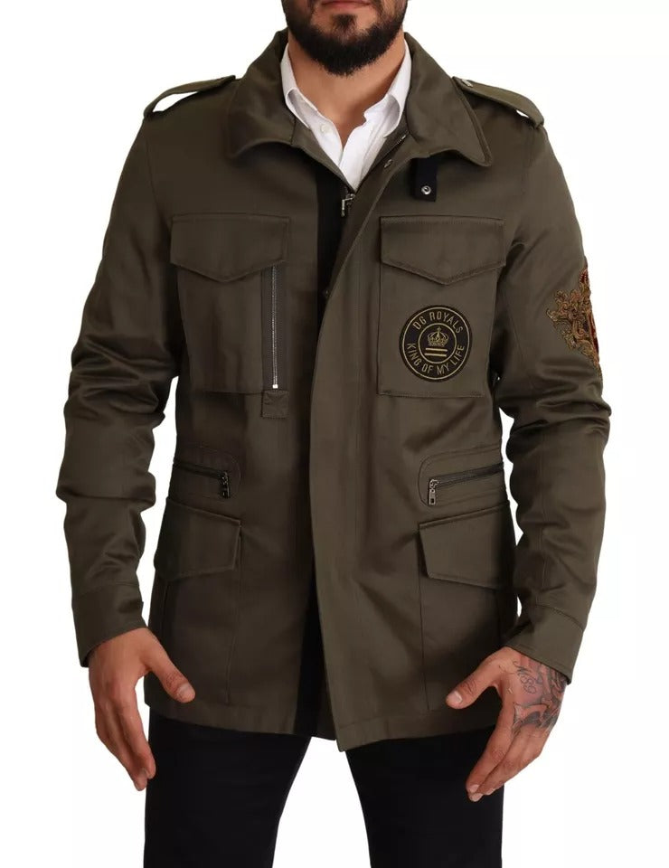 Dolce & Gabbana Green Cotton DG Love Utility Coat