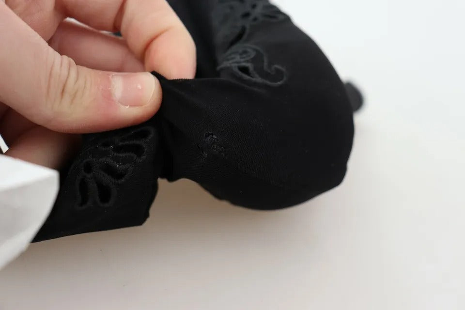 Dolce & Gabbana Black Stretch Pumps Boots Floral Lace Shoes