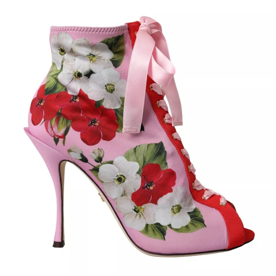 Dolce & Gabbana Multicolor Jersey Stretch Boots Open Toes Heels Shoes LUNESCAPE