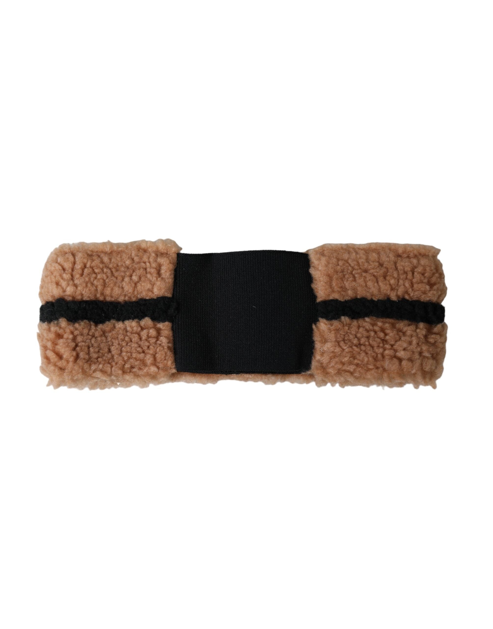 Dolce & Gabbana Brown Black Fleece Wool Head Band Hat Men LUNESCAPE