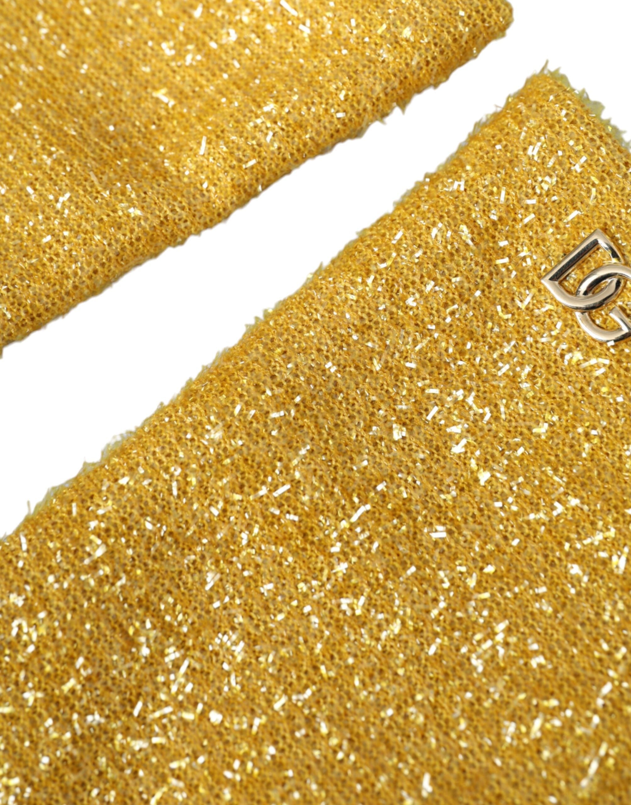 Dolce & Gabbana Gold Lurex Fantasia Mid Arm Length Gloves LUNESCAPE