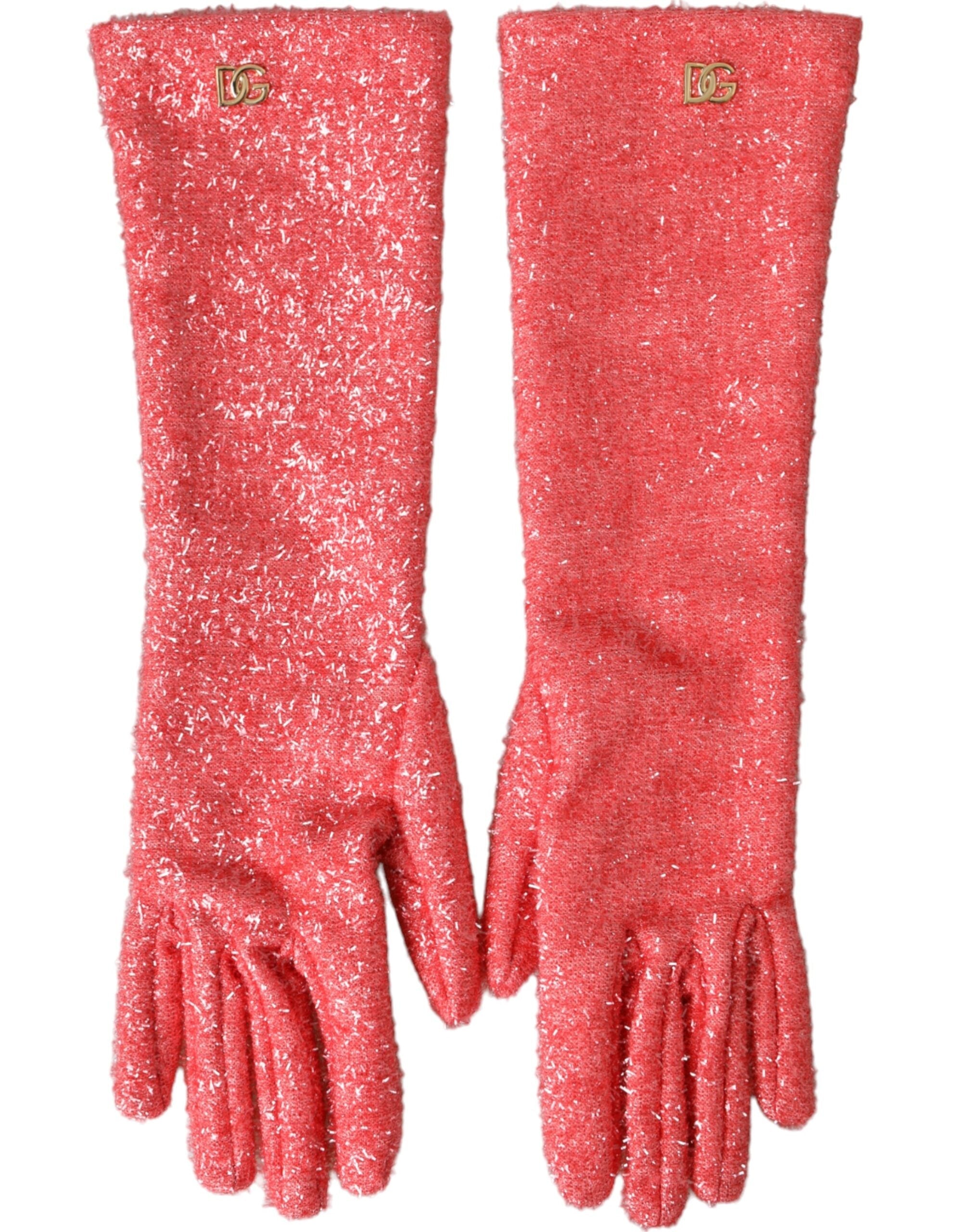 Dolce & Gabbana Pink Lurex Fantasia Mid Arm Length Gloves LUNESCAPE