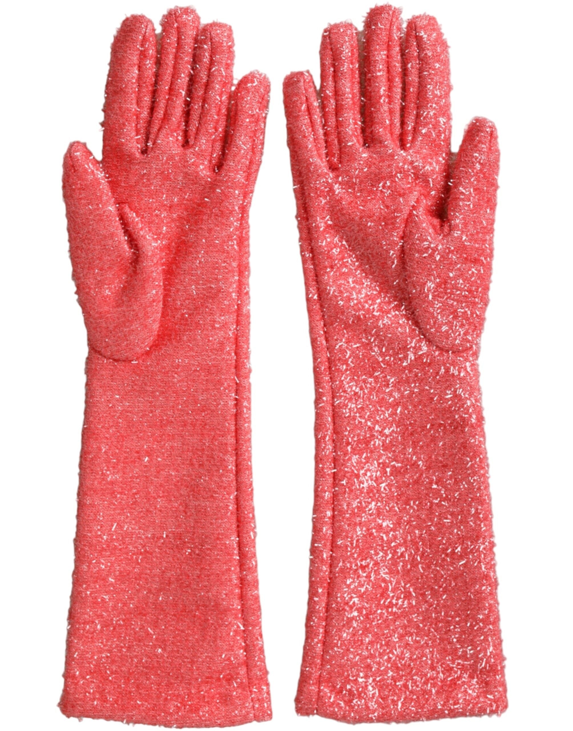 Dolce & Gabbana Pink Lurex Fantasia Mid Arm Length Gloves LUNESCAPE