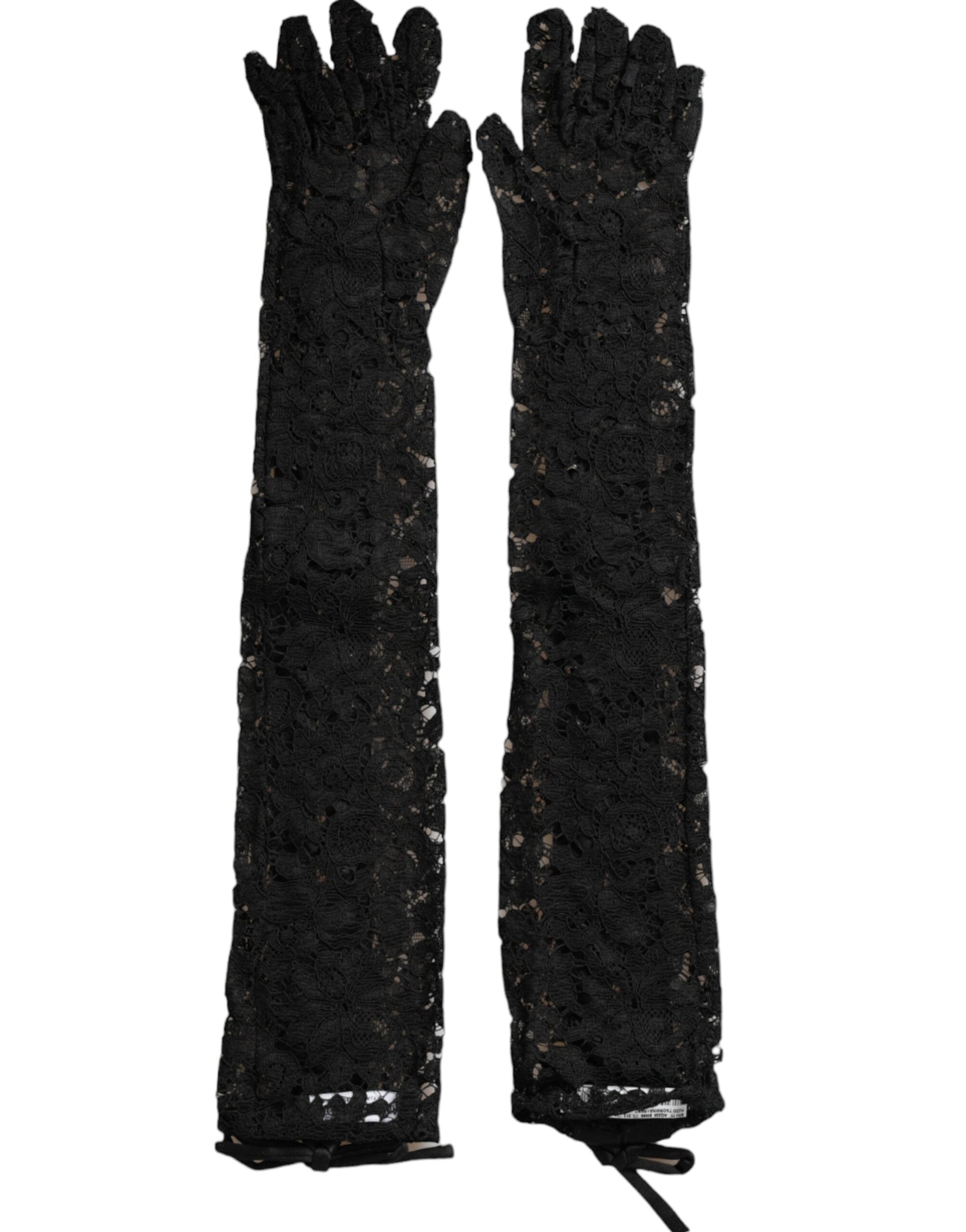 Dolce & Gabbana Black Taormina Lace Elbow Length Gloves LUNESCAPE