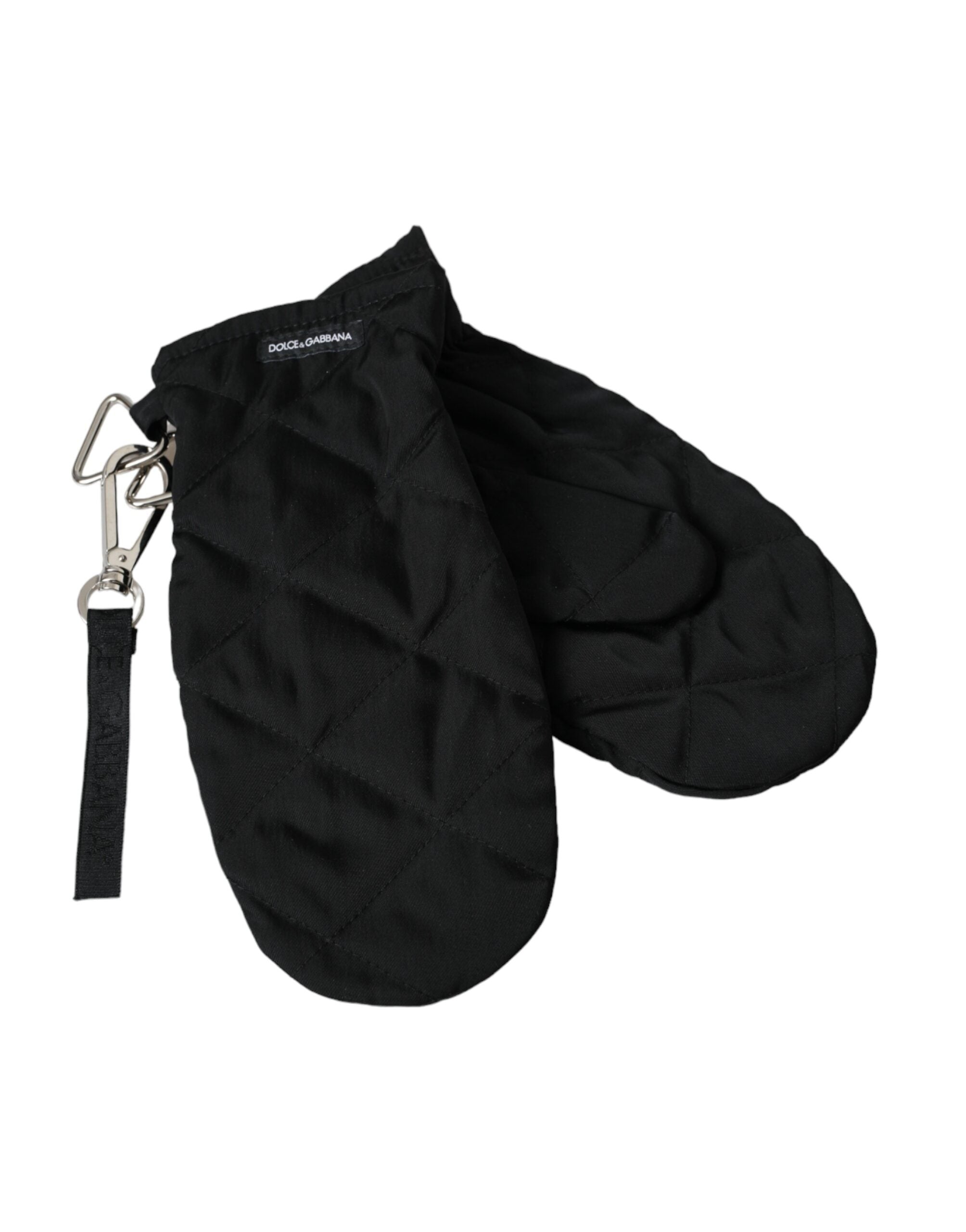 Dolce & Gabbana Black Quilted Wrist Length Mitten Gloves LUNESCAPE