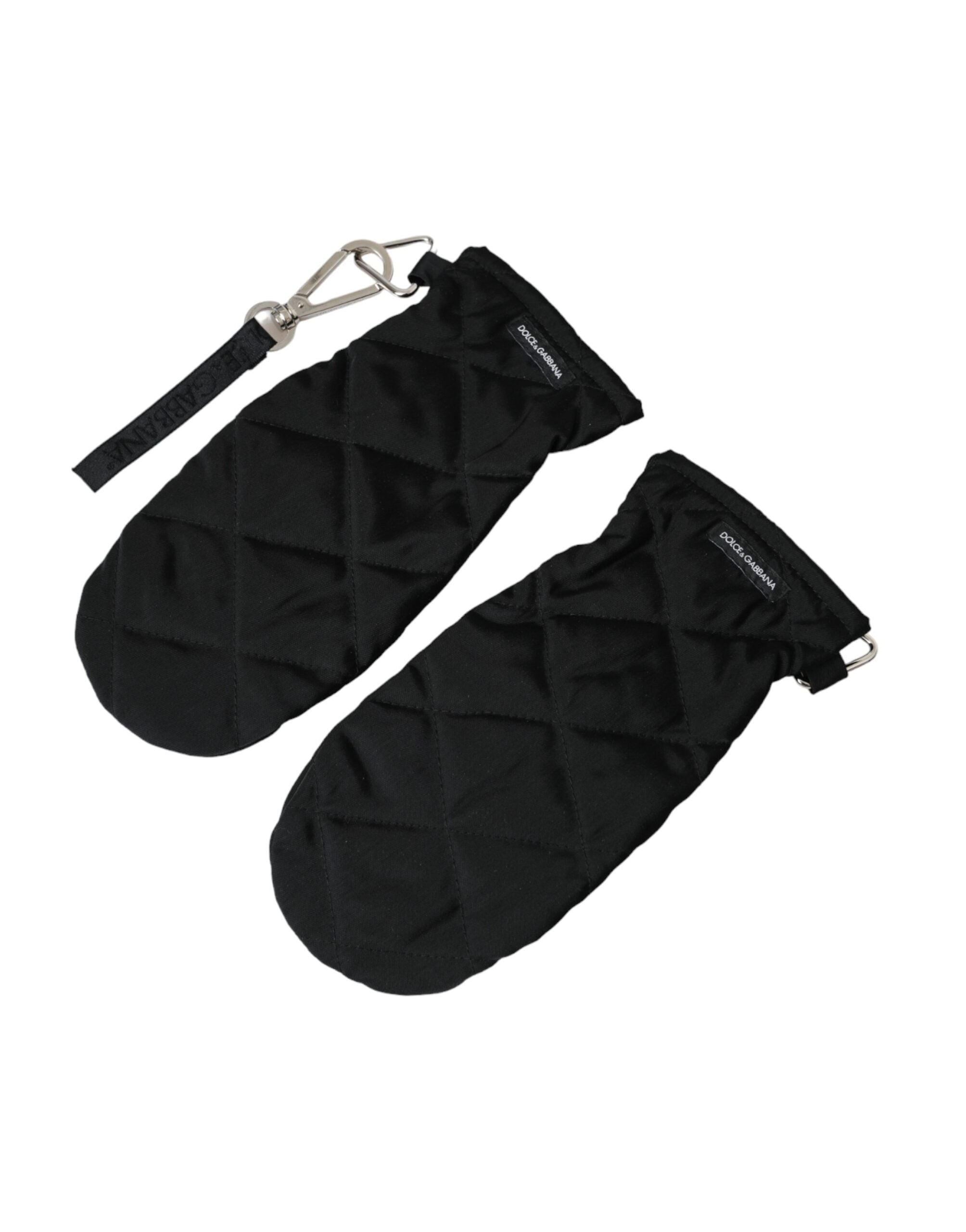 Dolce & Gabbana Black Quilted Wrist Length Mitten Gloves LUNESCAPE