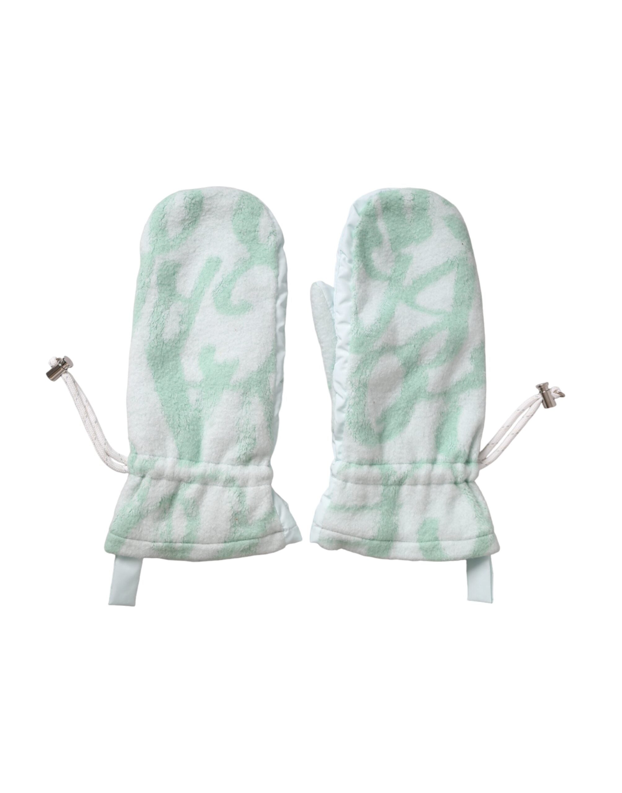Dolce & Gabbana White Fleece Wrist Length Mitten Gloves LUNESCAPE