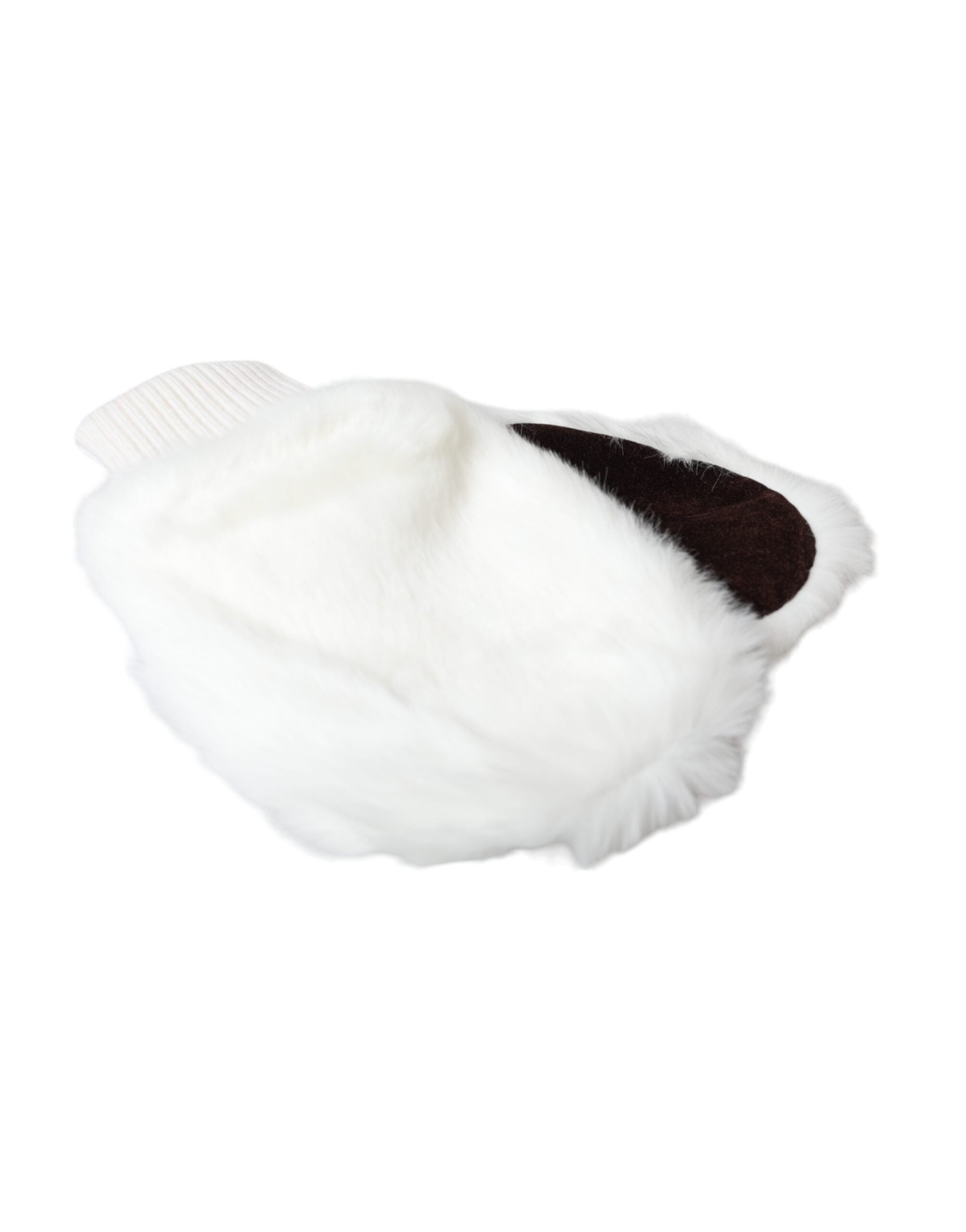 Dolce & Gabbana White Knitted Fur Wrist Mitten Gloves LUNESCAPE