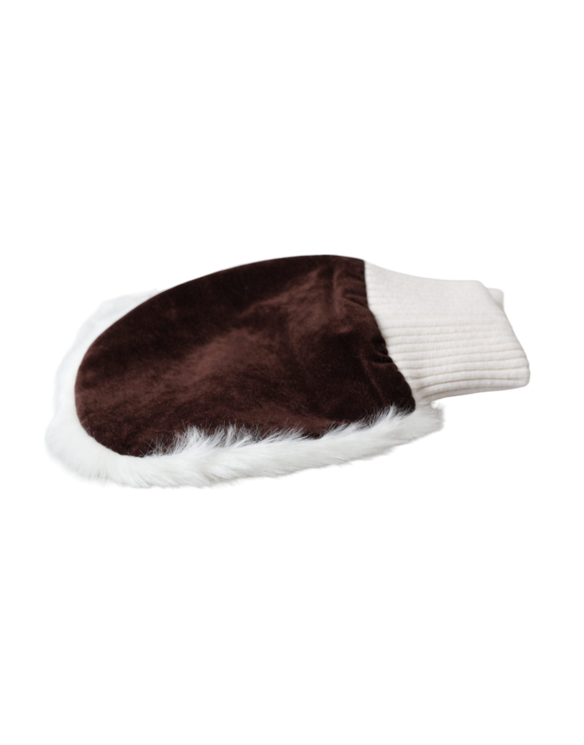 Dolce & Gabbana White Knitted Fur Wrist Mitten Gloves LUNESCAPE