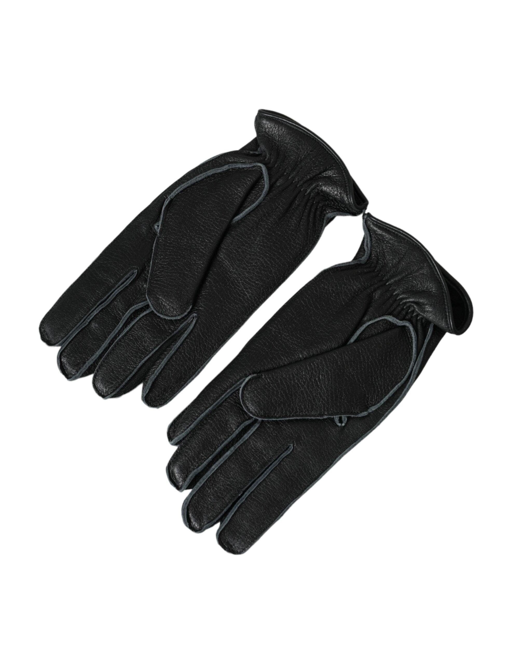 Dolce & Gabbana Black Deer Leather Wrist Length Gloves LUNESCAPE