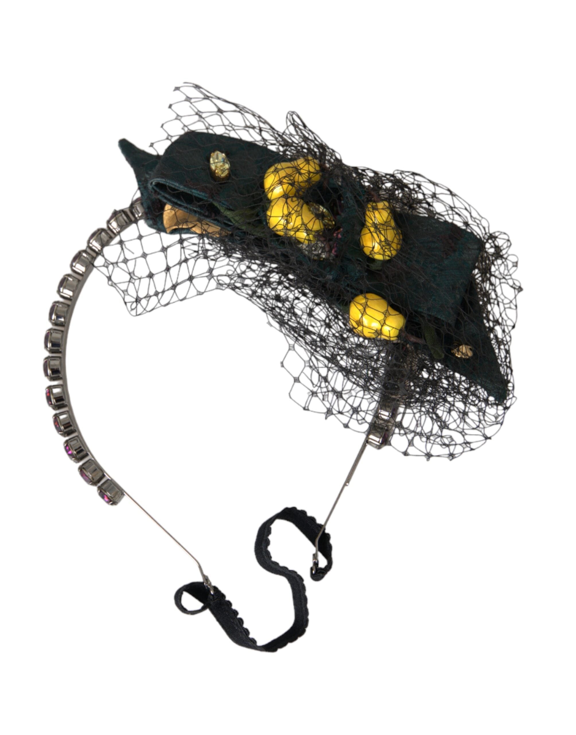 Dolce & Gabbana Black Lemons Sicily Purple Crystal Net Headband Diadem LUNESCAPE