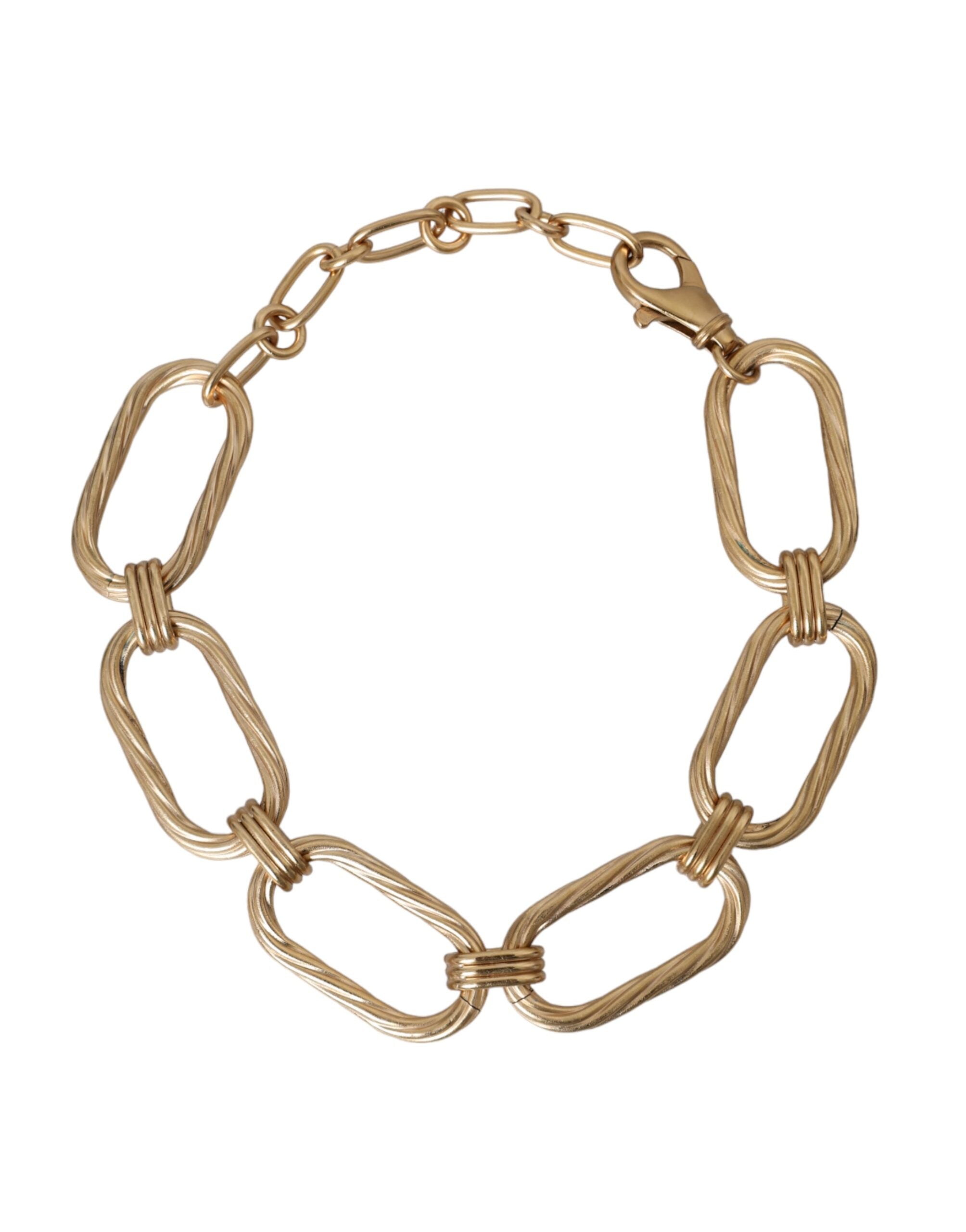 Dolce & Gabbana Gold Tone Brass Large Link Chain Jewelry Necklace LUNESCAPE