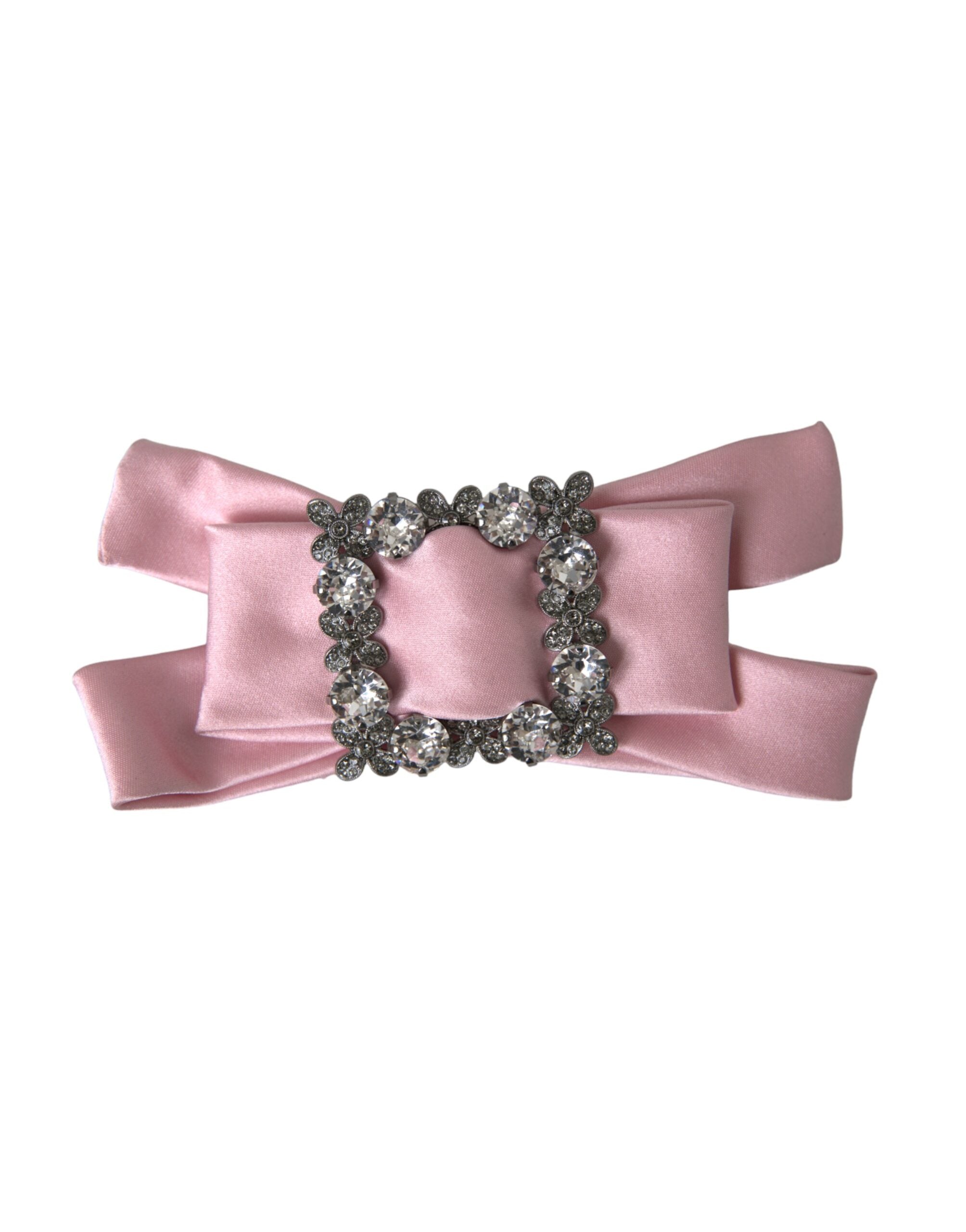 Dolce & Gabbana Pink Satin Crystal Jewelry Brooch Hair Pin LUNESCAPE