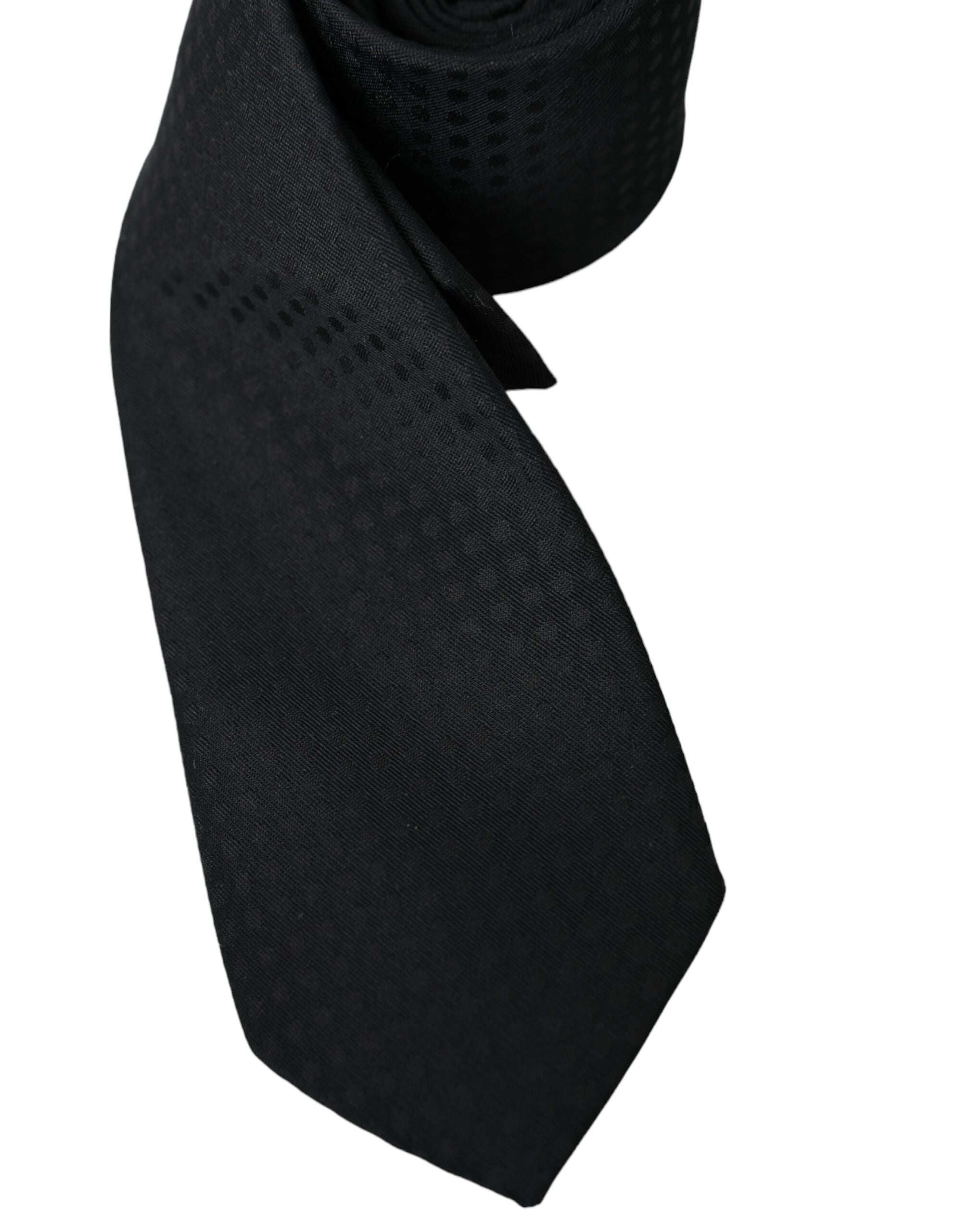 Dolce & Gabbana Black 100% Silk Adjustable Necktie Face Mask LUNESCAPE
