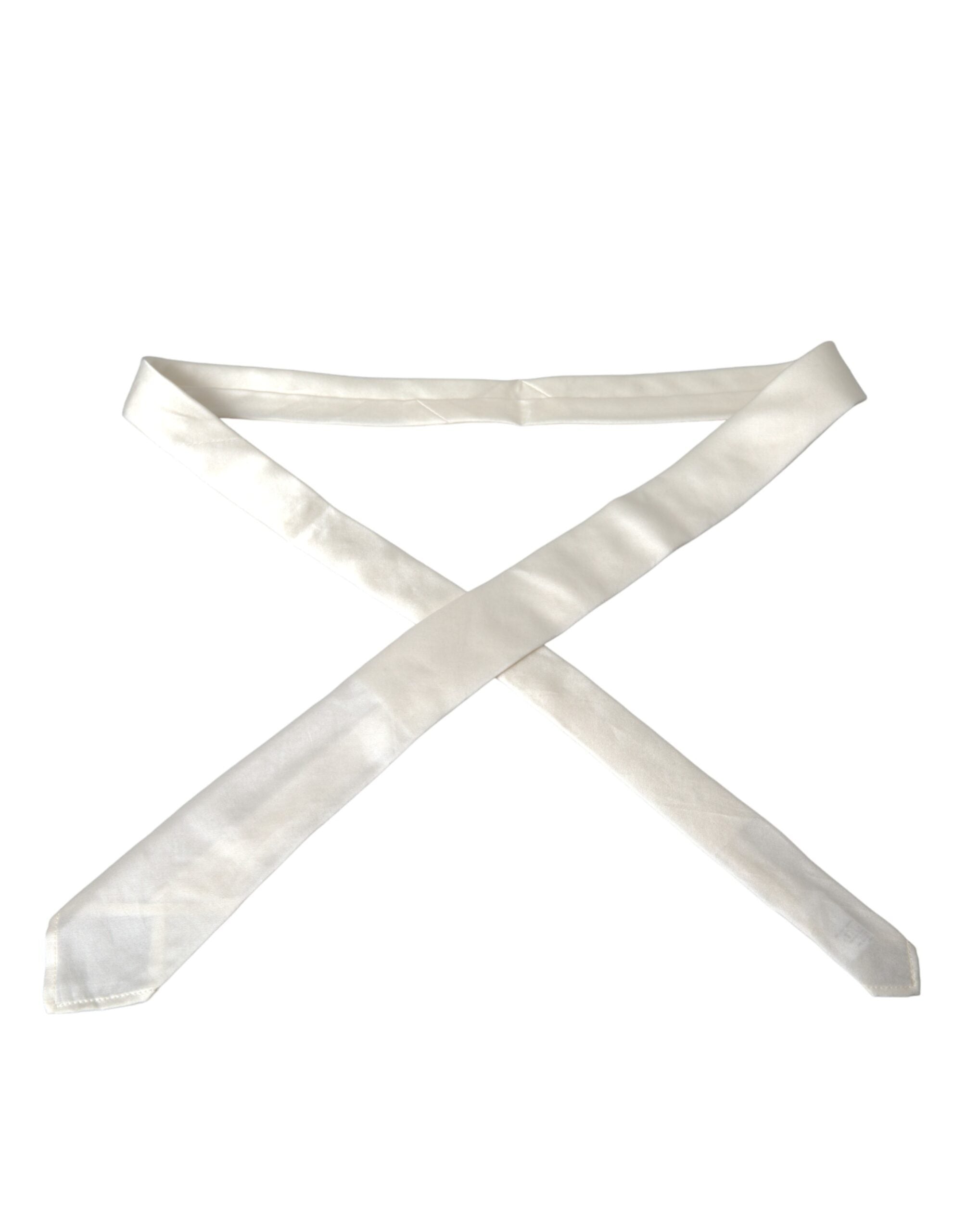 Dolce & Gabbana White Silk Blend Adjustable Tie Men LUNESCAPE