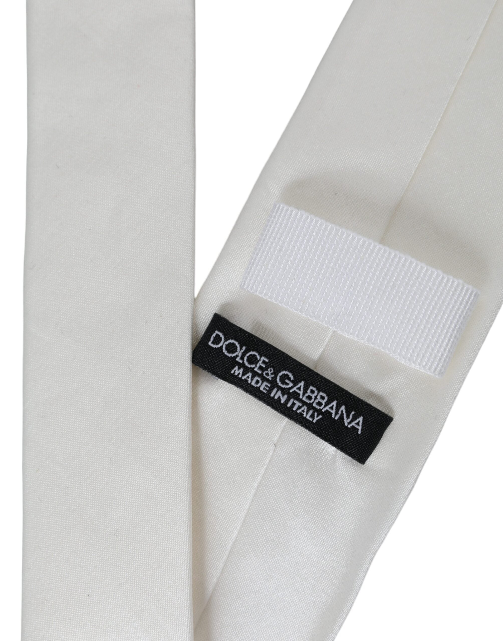Dolce & Gabbana White Silk Blend Adjustable Tie Men LUNESCAPE