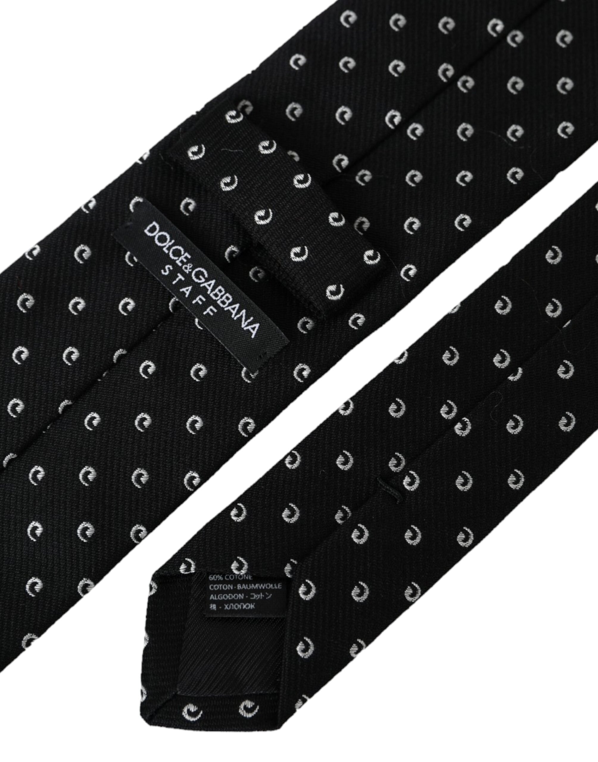 Dolce & Gabbana Black Logo Cotton Blend Adjustable Tie LUNESCAPE