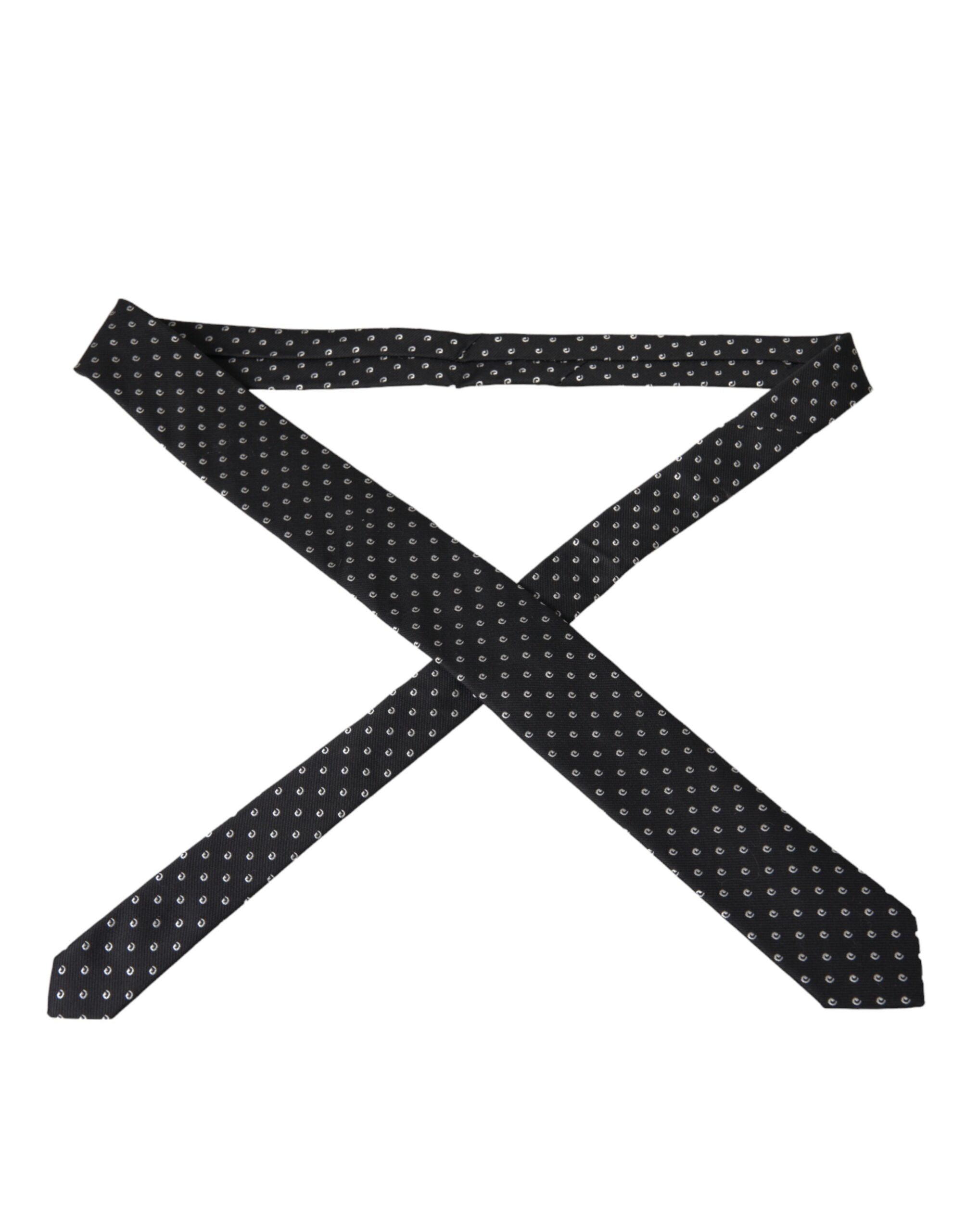 Dolce & Gabbana Black Logo Cotton Blend Adjustable Tie LUNESCAPE