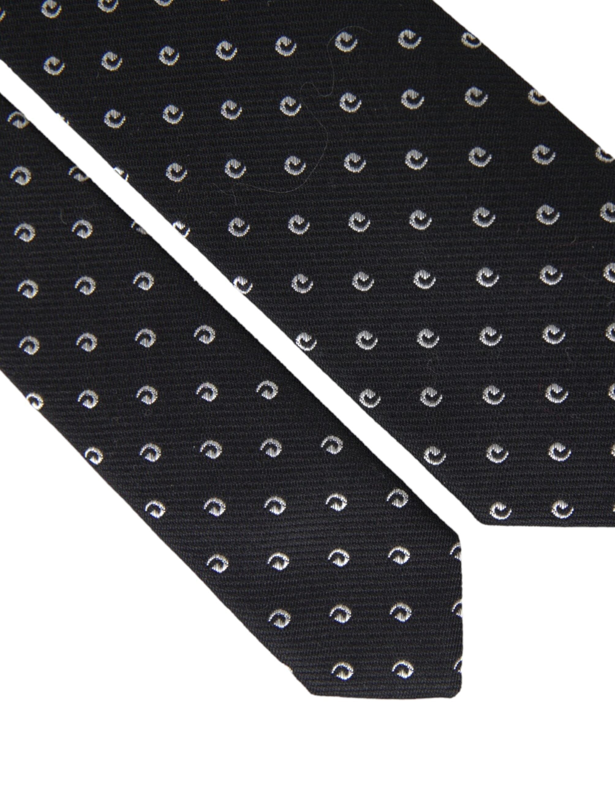 Dolce & Gabbana Black Logo Cotton Blend Adjustable Tie LUNESCAPE