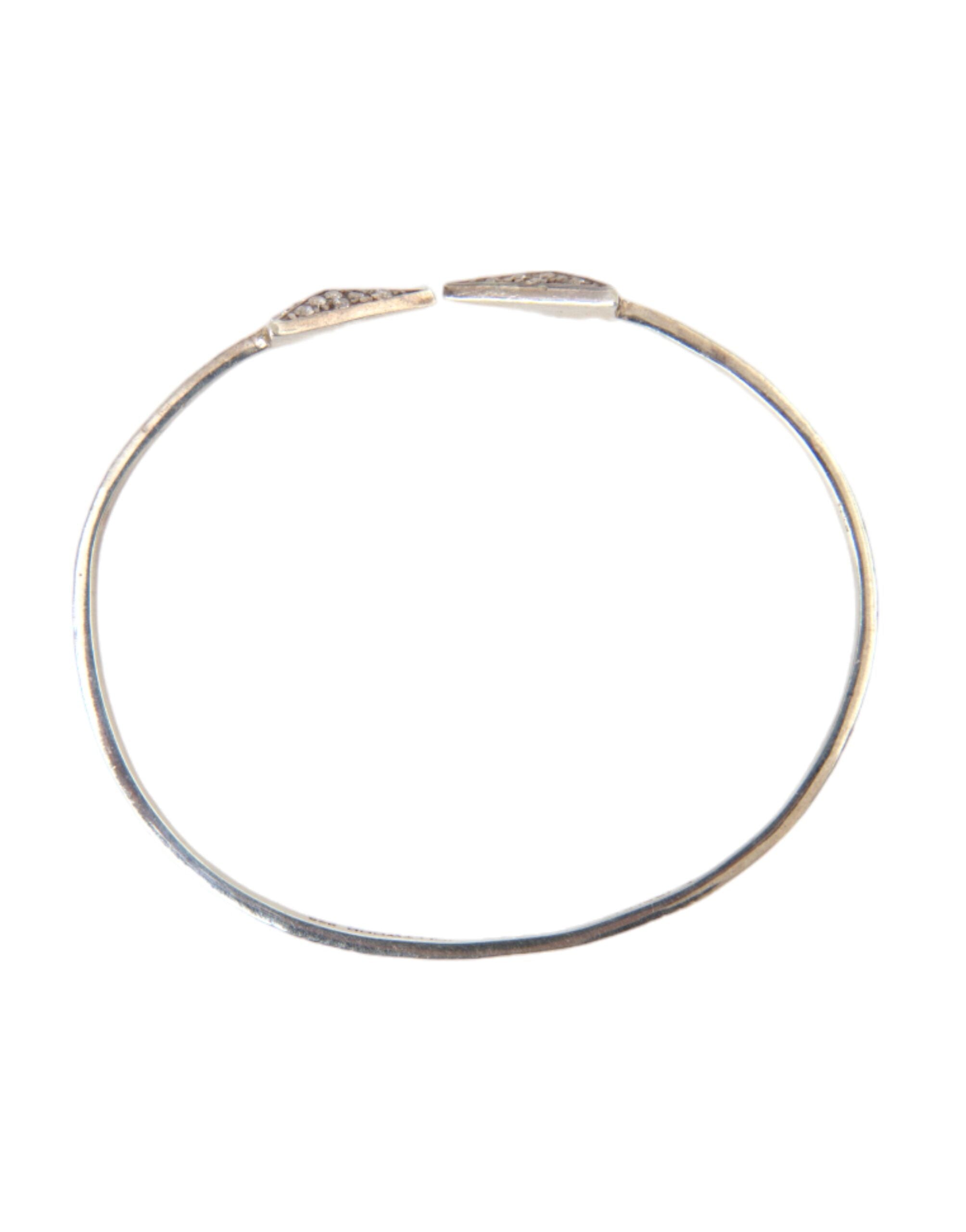 Nialaya Arrow Crystal 925 Silver Bangle Bracelet Women LUNESCAPE