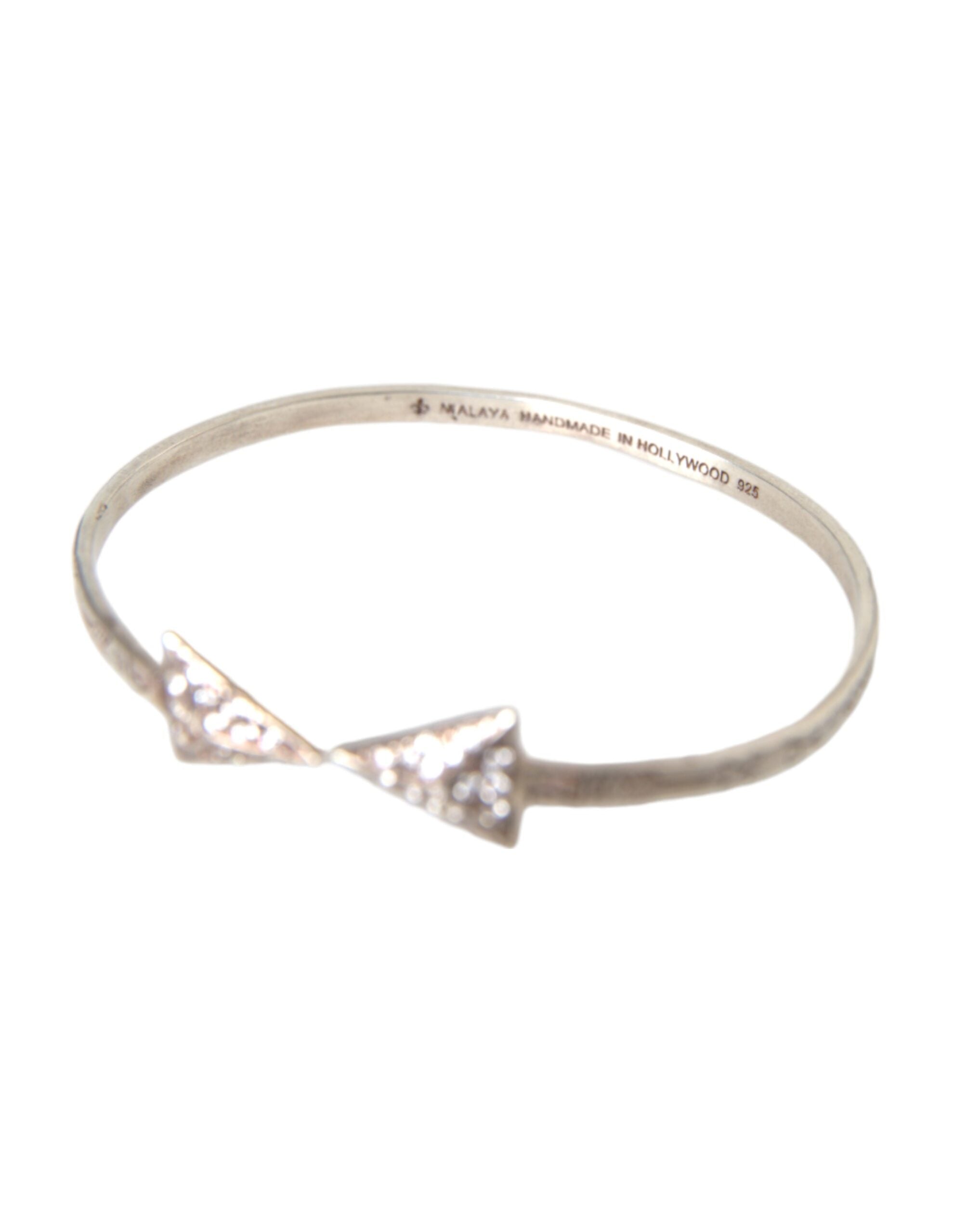 Nialaya Arrow Crystal 925 Silver Bangle Bracelet Women LUNESCAPE
