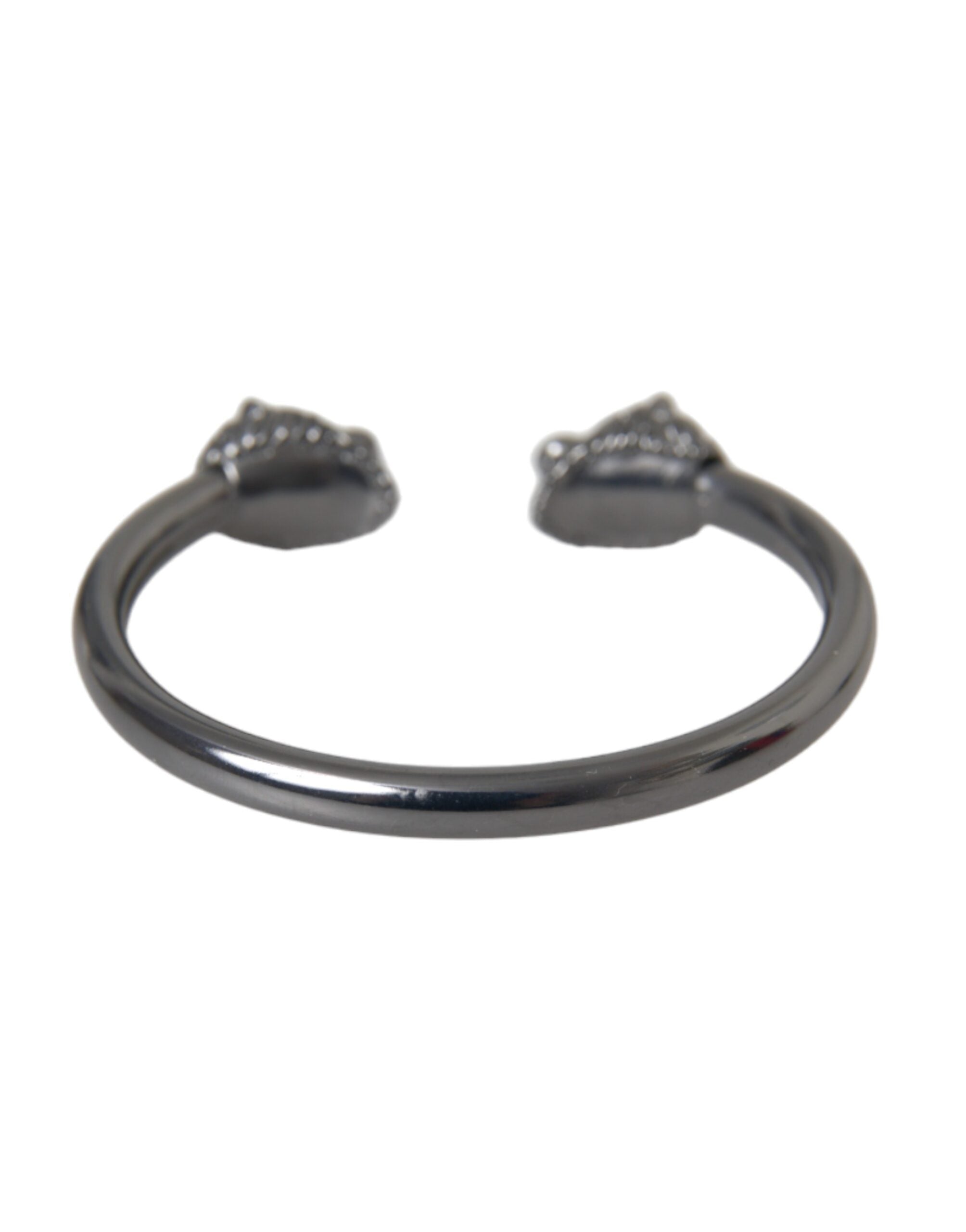 Nialaya Black Rhodium Lion Bangle Bracelet Women LUNESCAPE