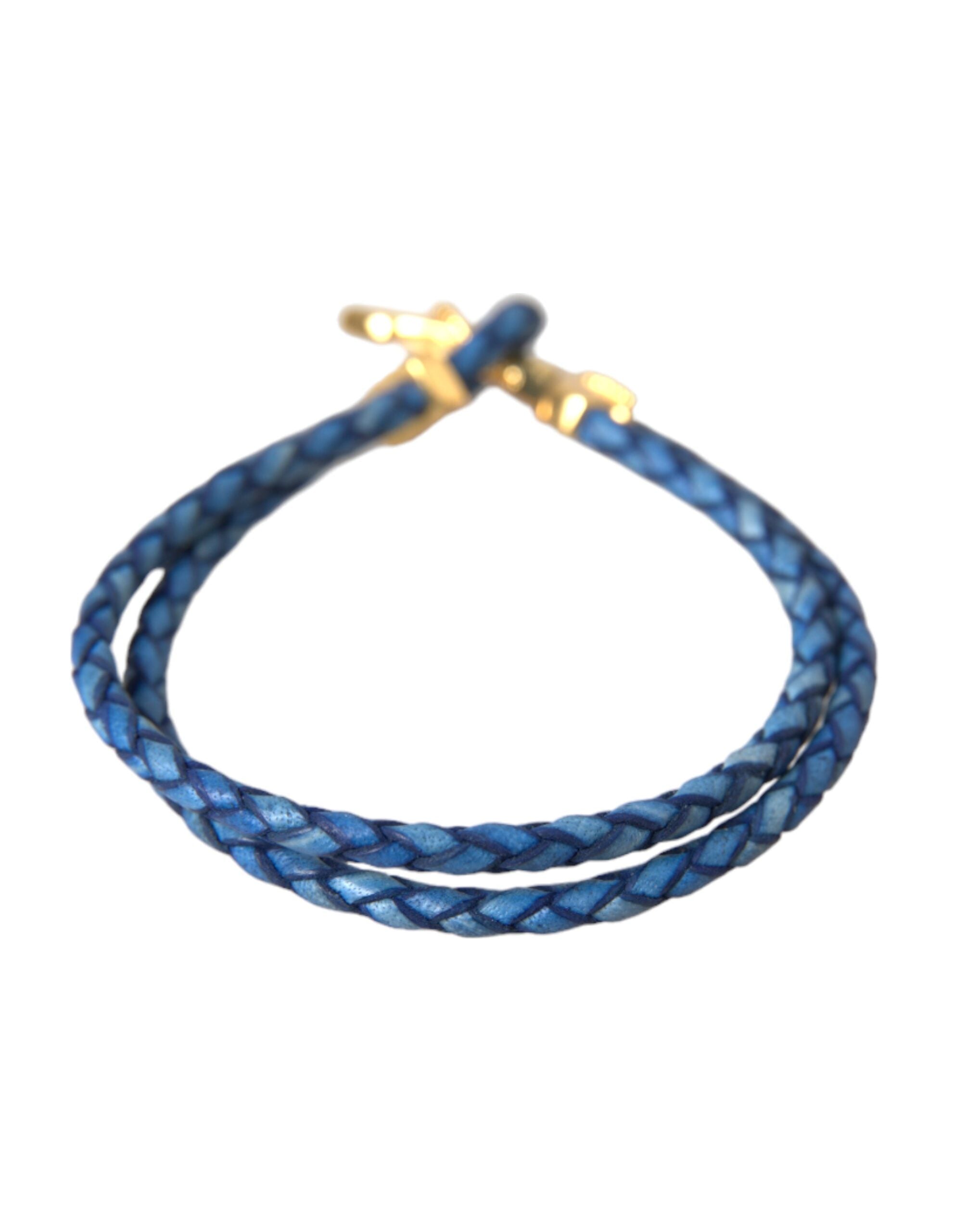Nialaya Blue Gold Anchor 925 Silver Charm Bracelet Mens LUNESCAPE