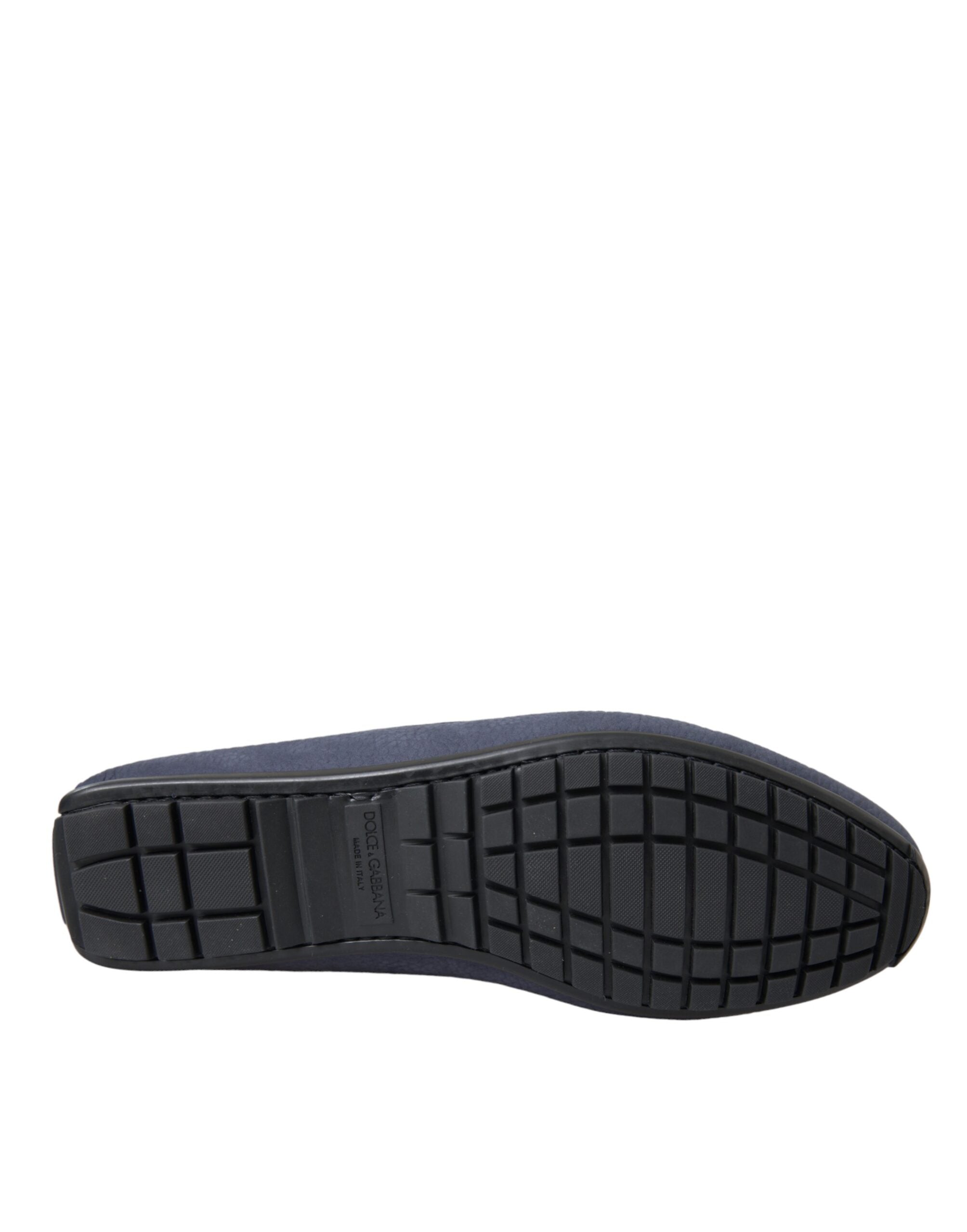 Dolce & Gabbana Blue Calf Leather Slip On Moccasin
