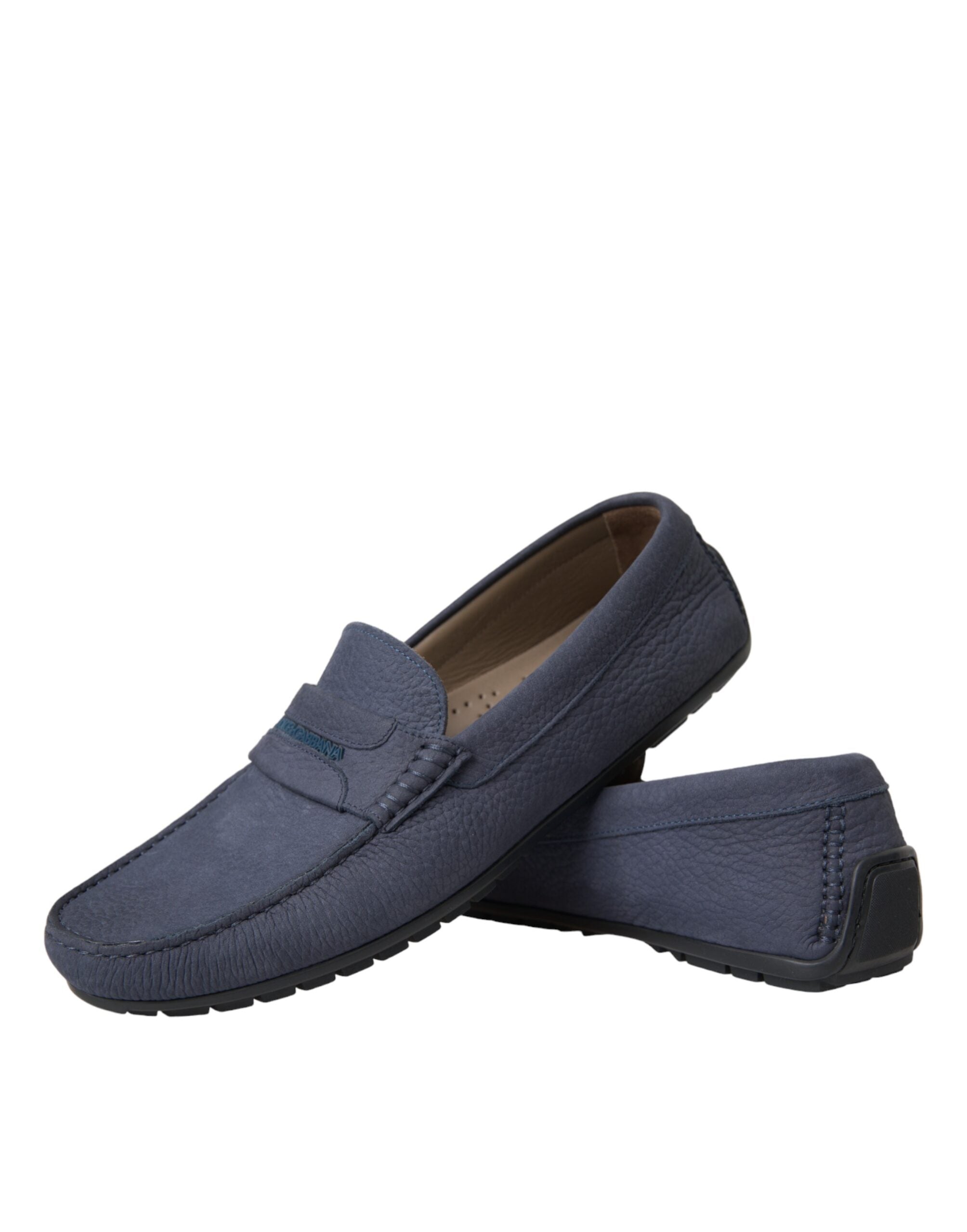 Dolce & Gabbana Blue Calf Leather Slip On Moccasin