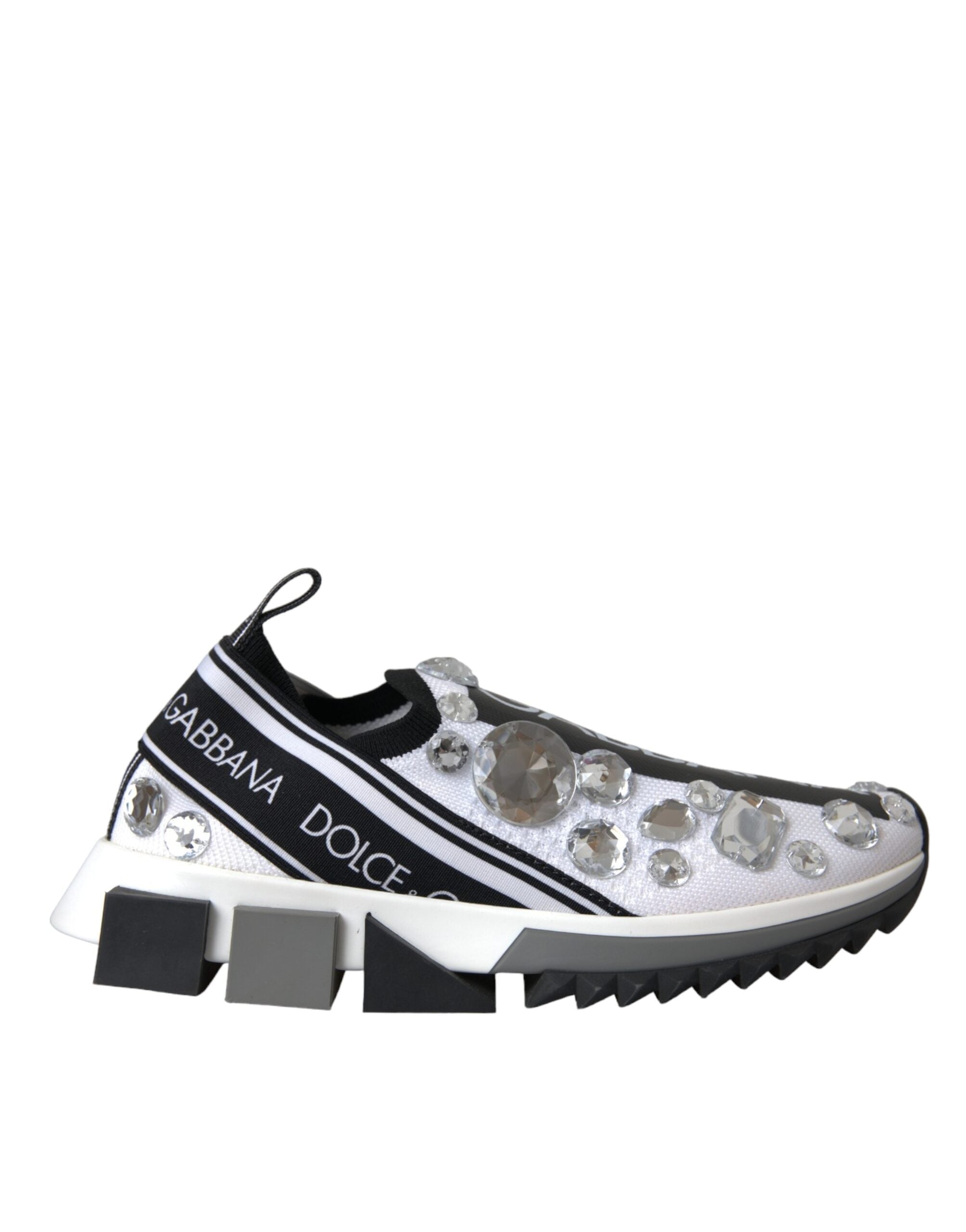 Dolce & Gabbana White Sorrento Crystals Sneakers Shoes LUNESCAPE